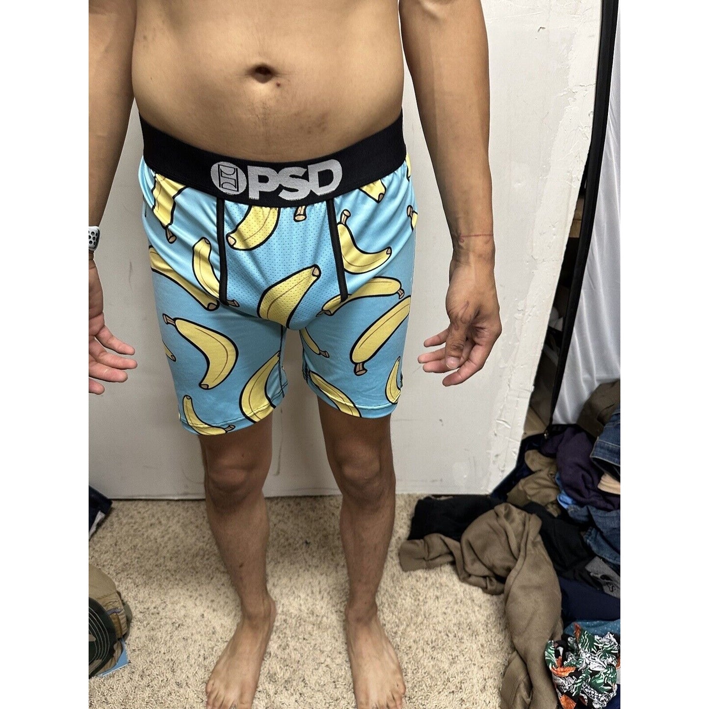 PSD Men's LARGE Boxer Brief Banana Blue Yellow Boxer Briefs NWOT