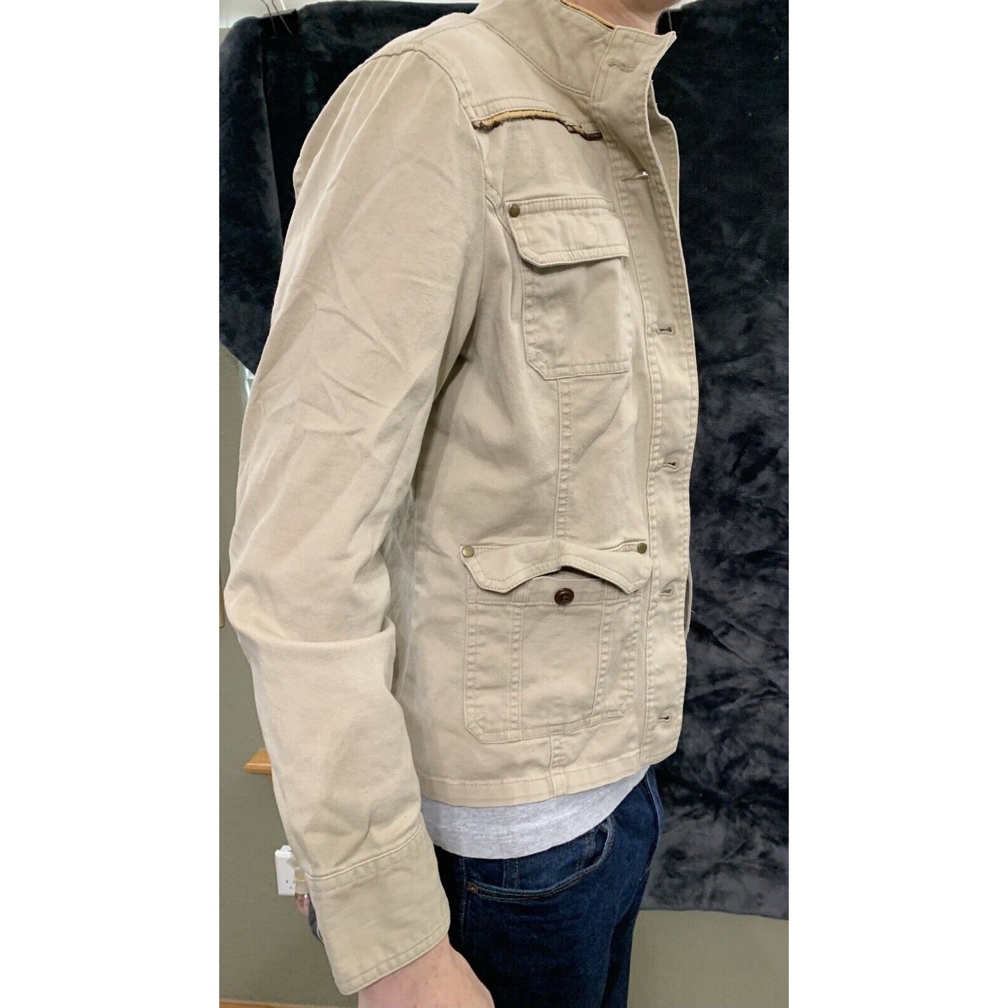 Croft & Barrow Men’s Small Beige Light Brown Rugged Button-down Jacket