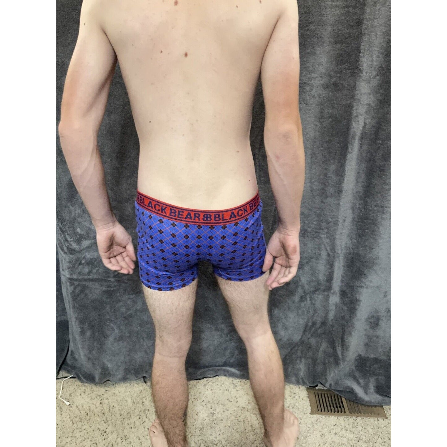 men's medium athletic trunk style black bear boxer brief Blue And Red Plaid