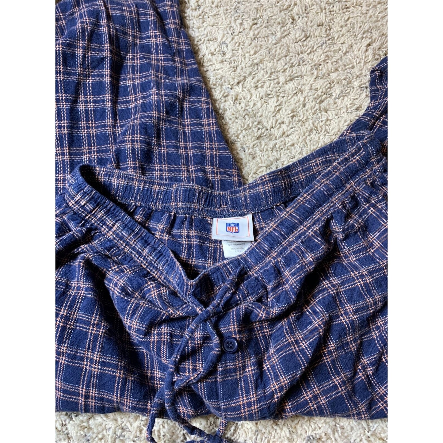Denver Broncos NFL Team Apparel Size L Flannel Pajama Pants Drawstring EUC