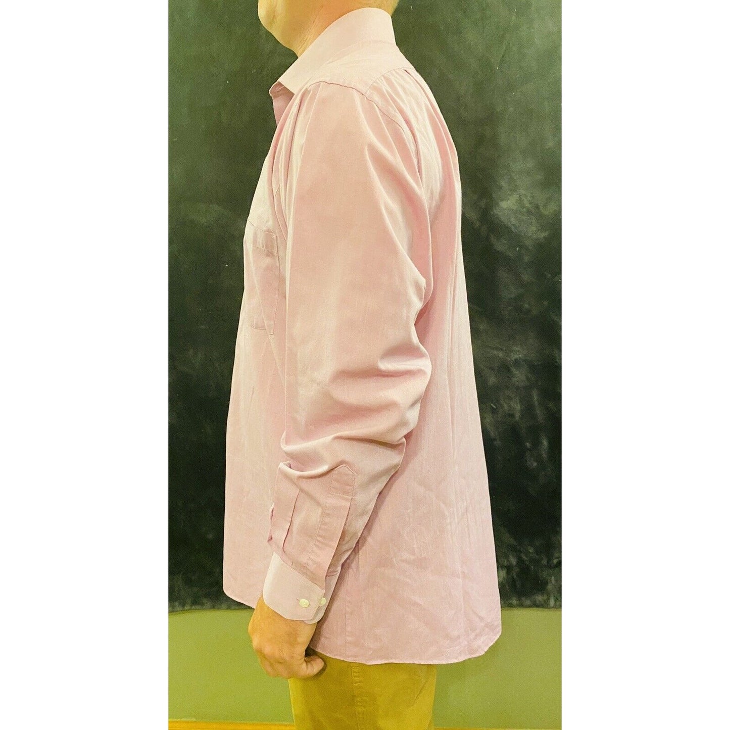 VAN HEUSEN SIZE L 16-16 1/2 34/35 WRINKLE FREE REG FIT PINK LONG SLEEVE SHIRT