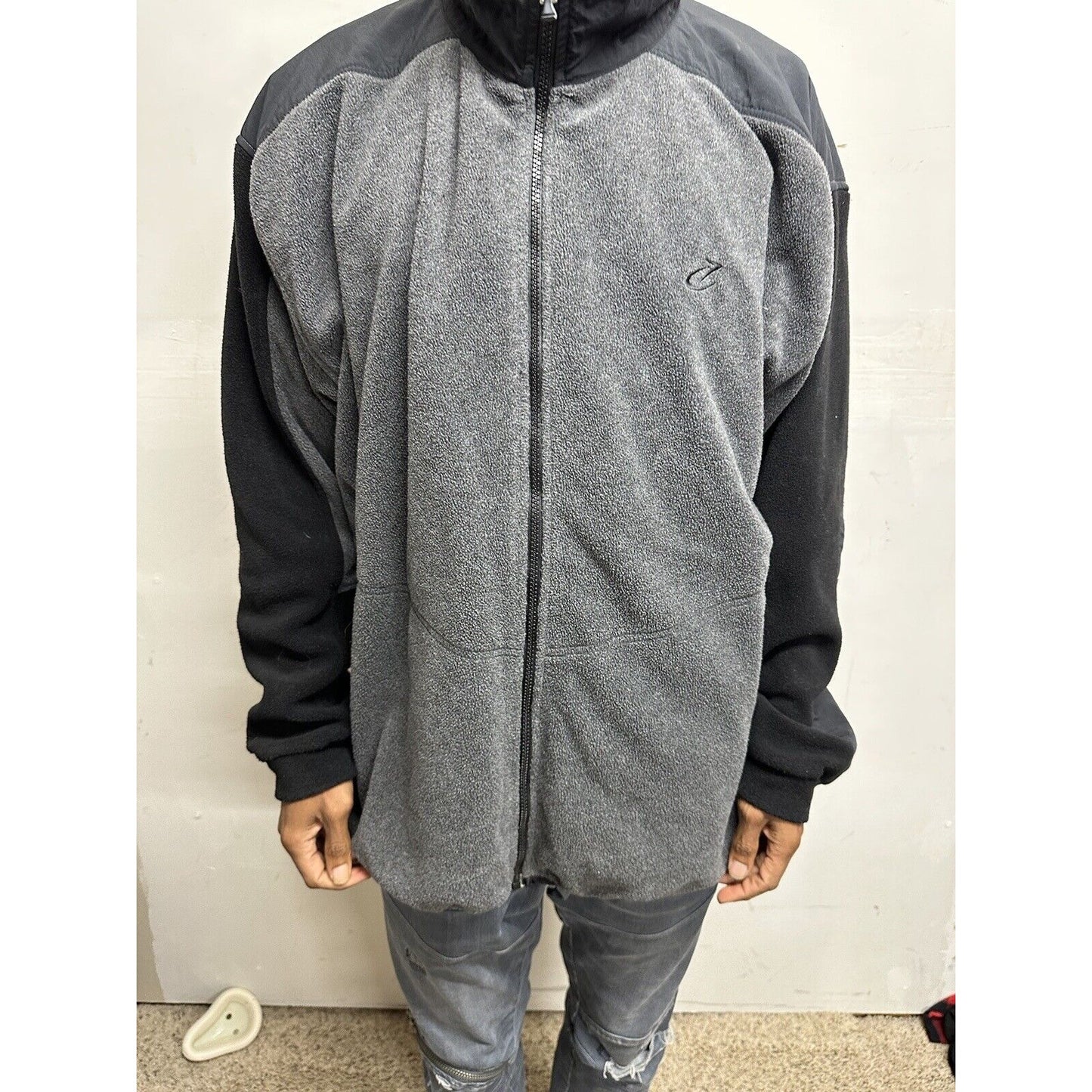 Men’s Gray And Black Bike Performance XL Full Zip Jacket Poly Blend