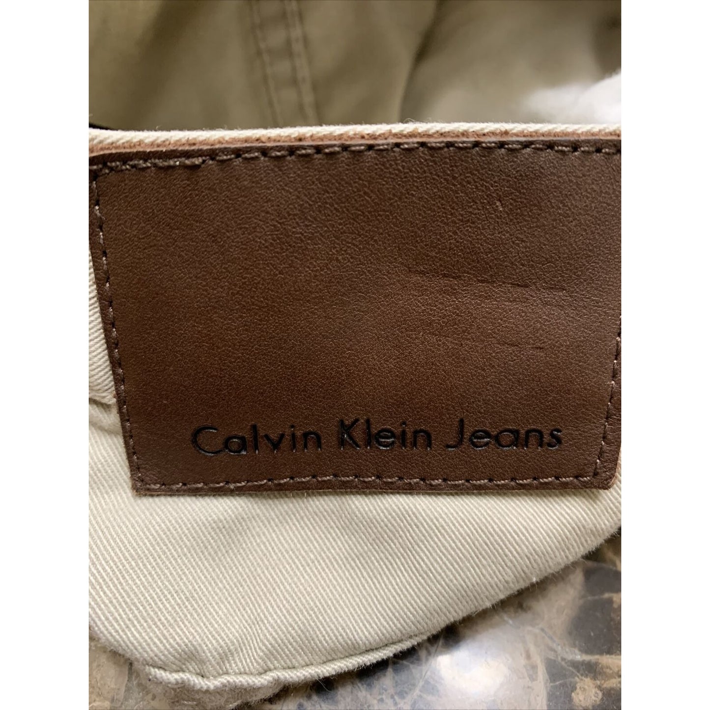 Men's CALVIN KLEIN Straight Jeans tan khaki SIZE 34 x 30 inseam Denim