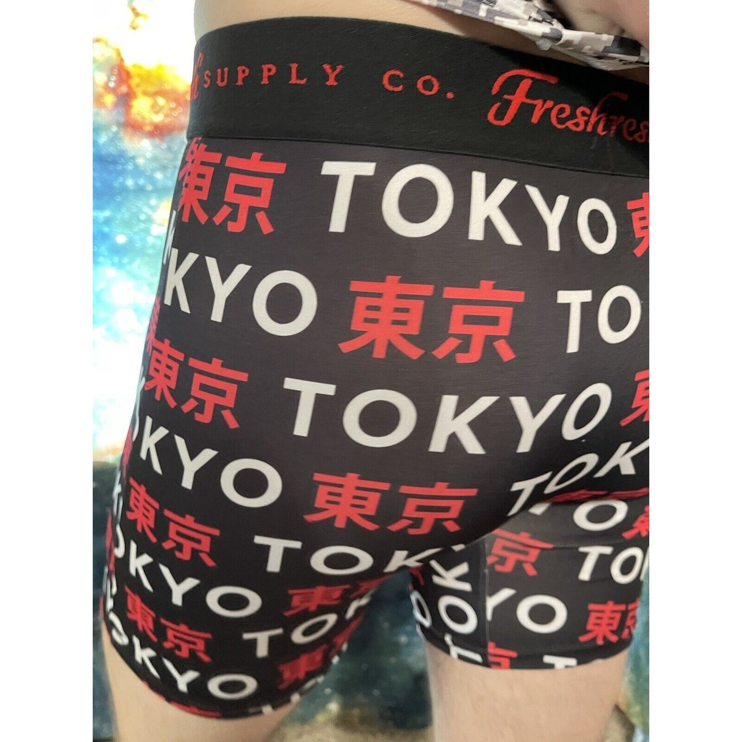 Men's Large Fresh Supply Tokyo white compression shorts