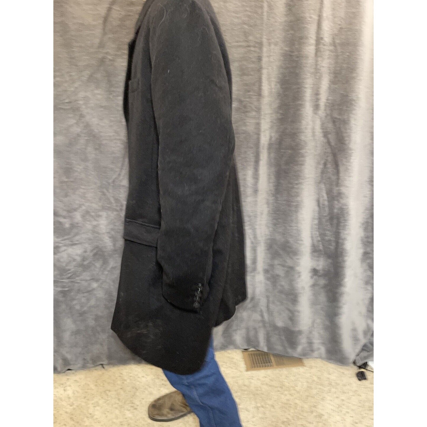 men's large guess jacket overcoat wool poly blend Black