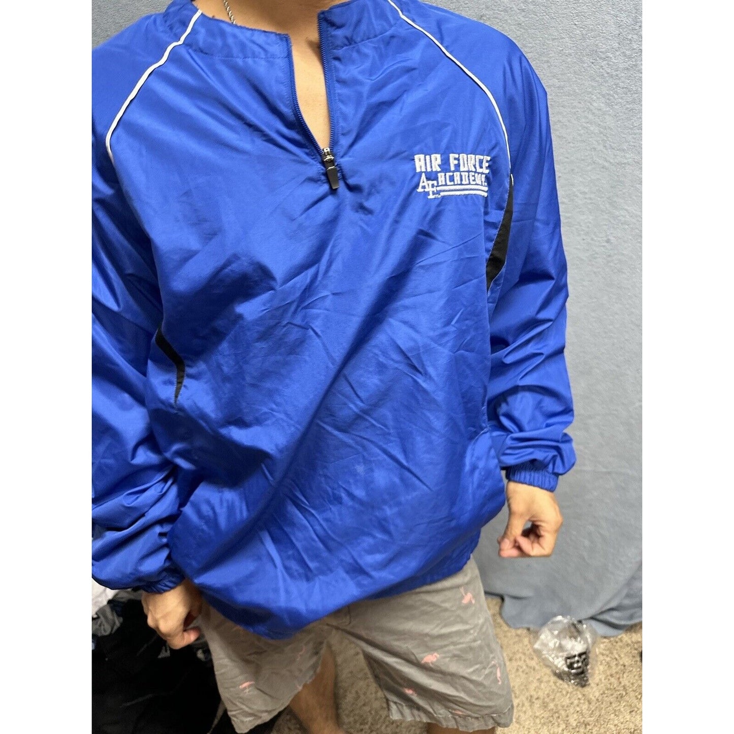 Men’s Blue Holloway Large Air Force Academy Windbreaker Jacket 1/4 Zip Pullover