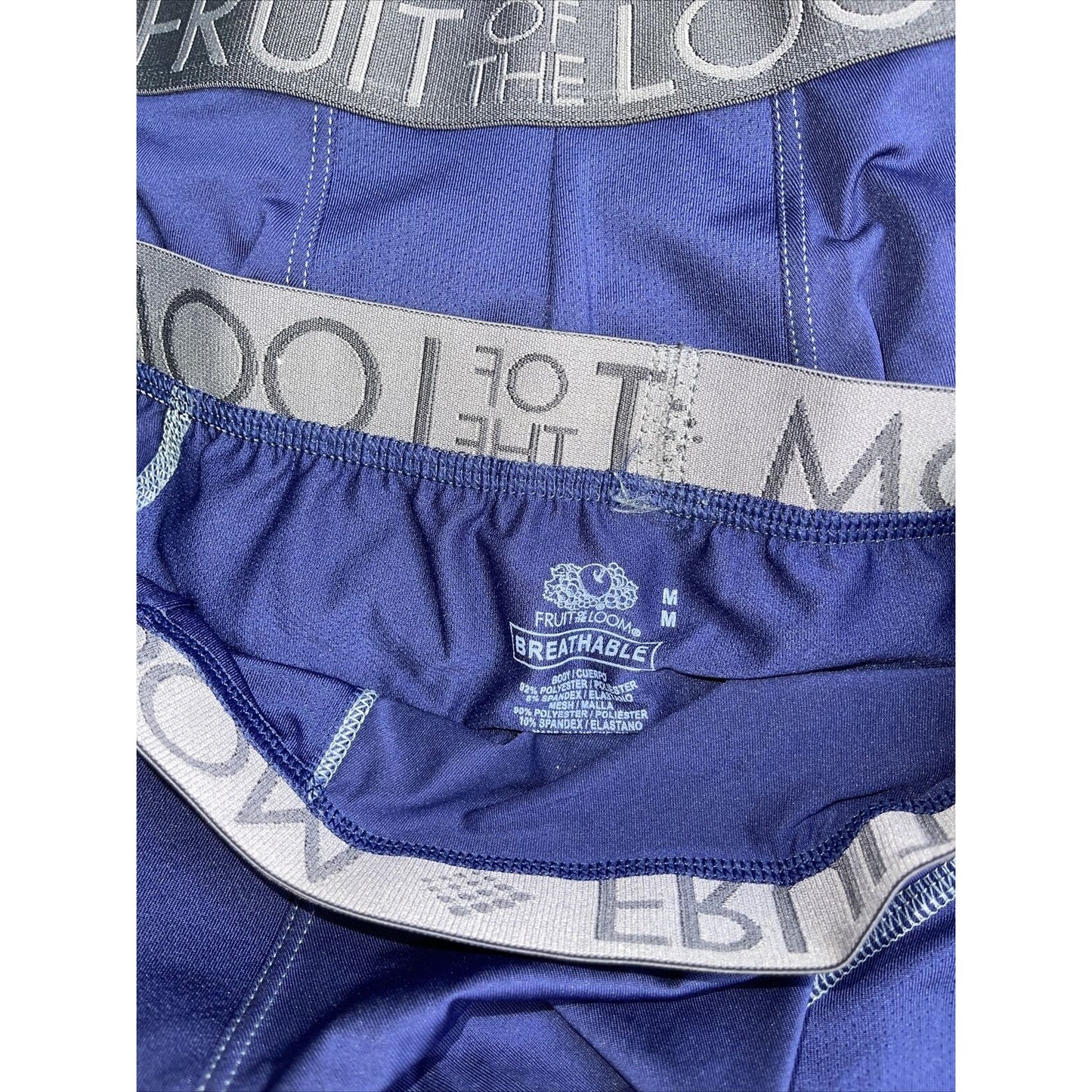 men's fruit of the loom dark blue compression boxer briefs medium