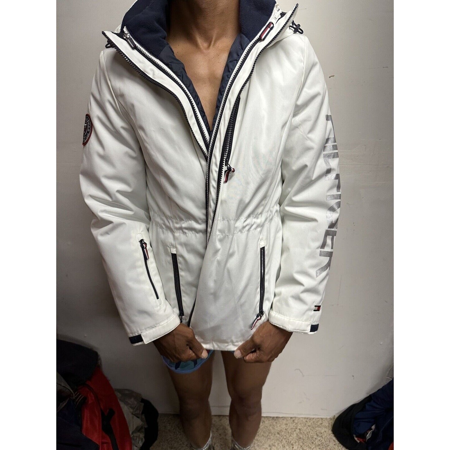 Tommy Hilfiger 3-in-1 All Weather Systems Anorak Jacket L White Navy Women Large