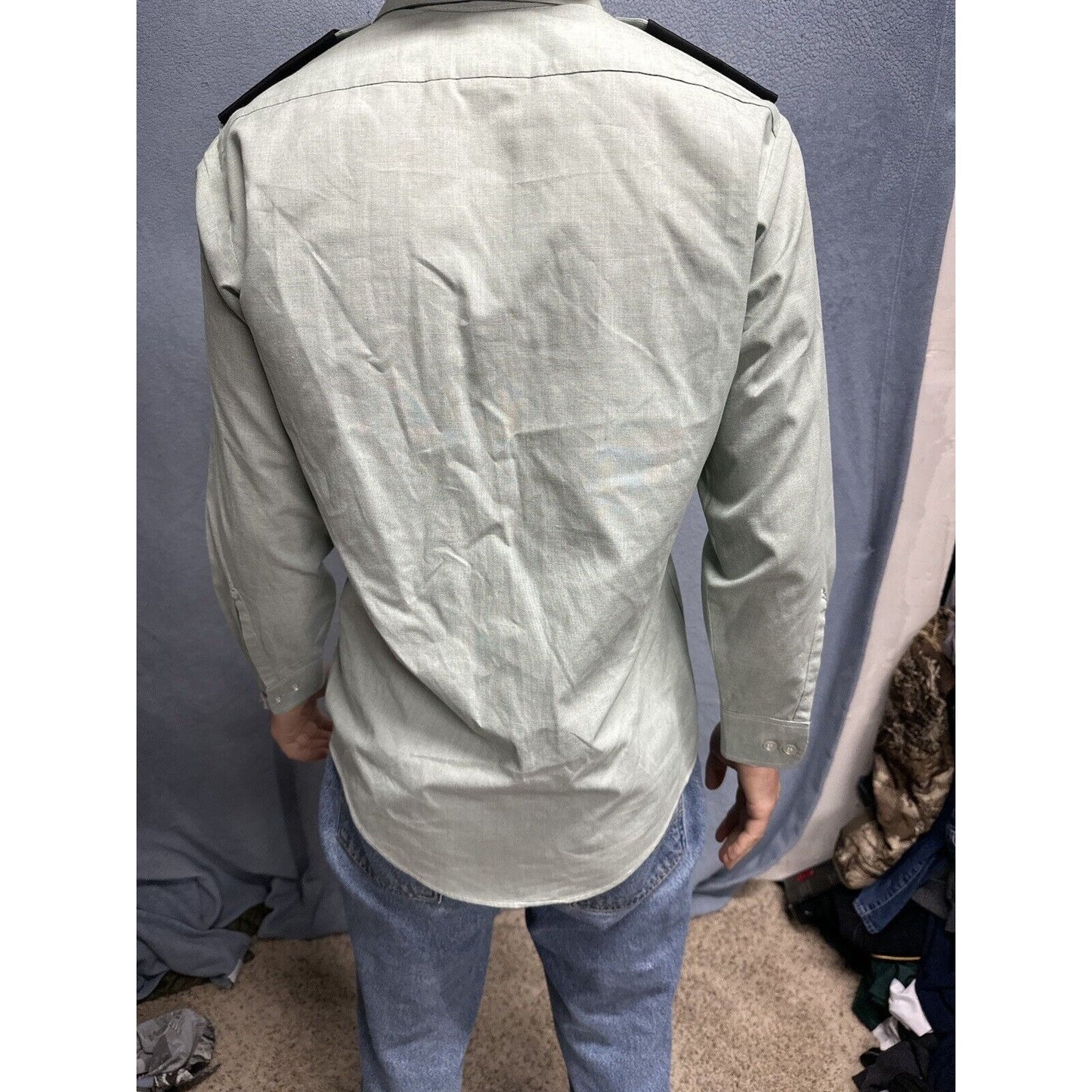 Men’s Army Green DSCP 14.5 X 30/31 Long Sleeve Button Up Uniform Dress Shirt