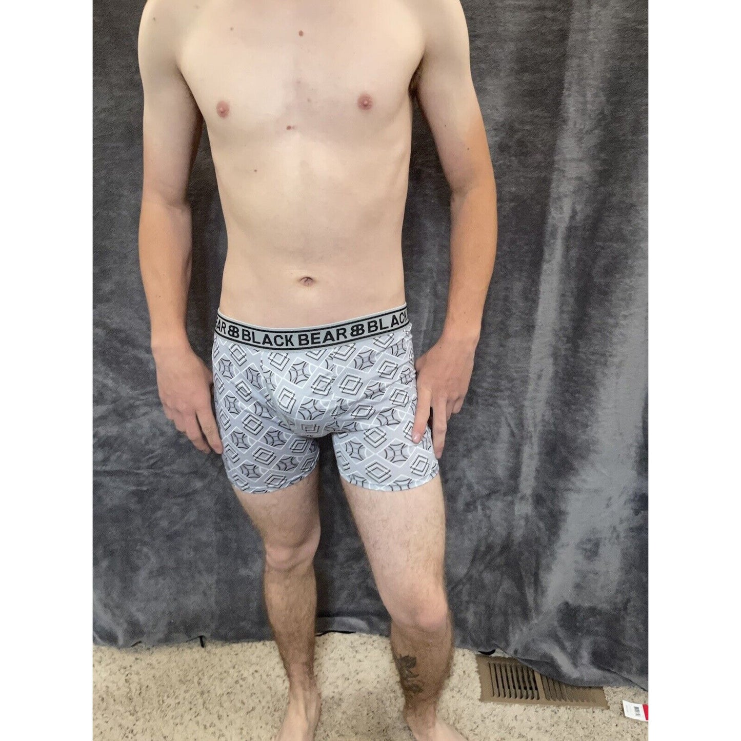 men's medium athletic trunk style black bear boxer brief Gray With Squares