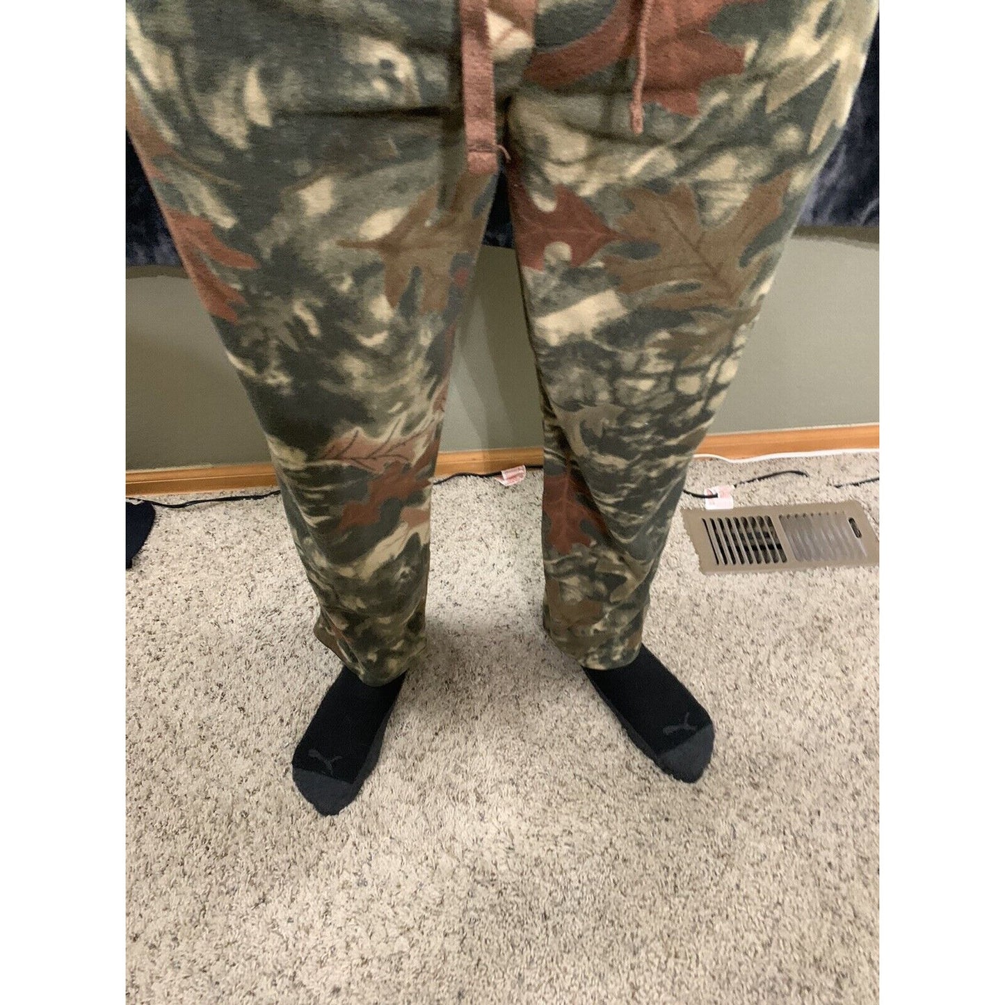 Arctic Trail Men's Fleece Sleep Lounge Pant Camo Leaves Size Medium Polyester