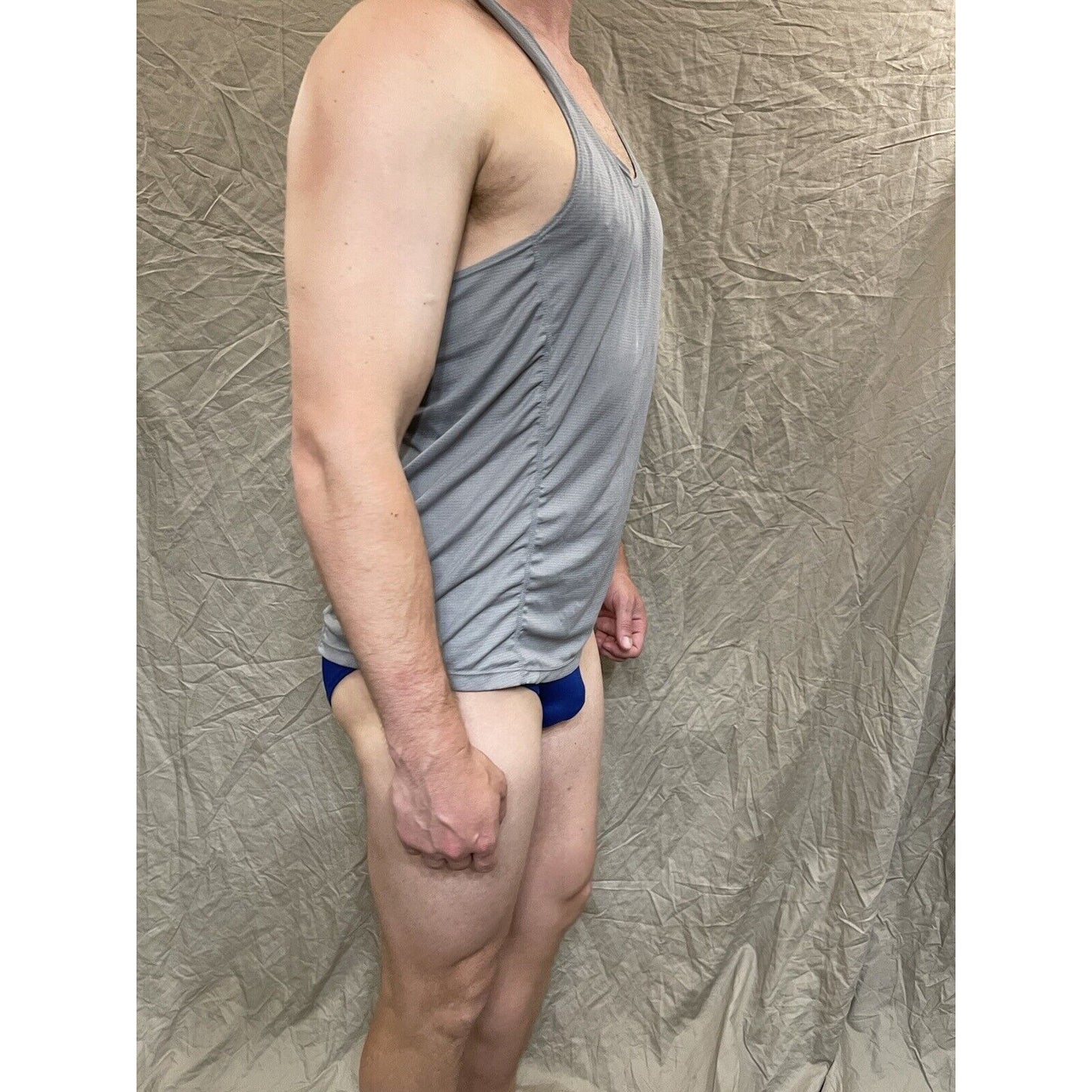 men's gray medium neleus sports pro tank top musle workout shirt