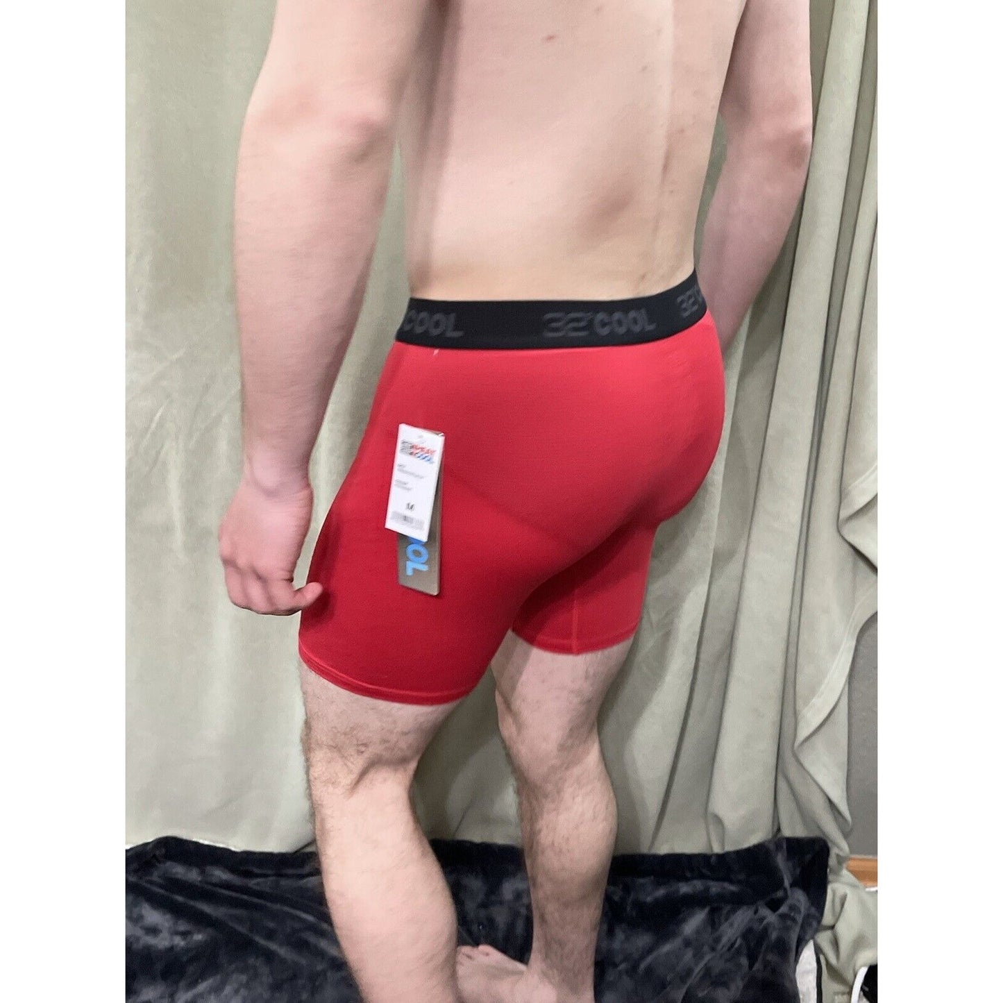 32 Degrees Cool Size Red Medium Mens Boxer Briefs 12% Spandex