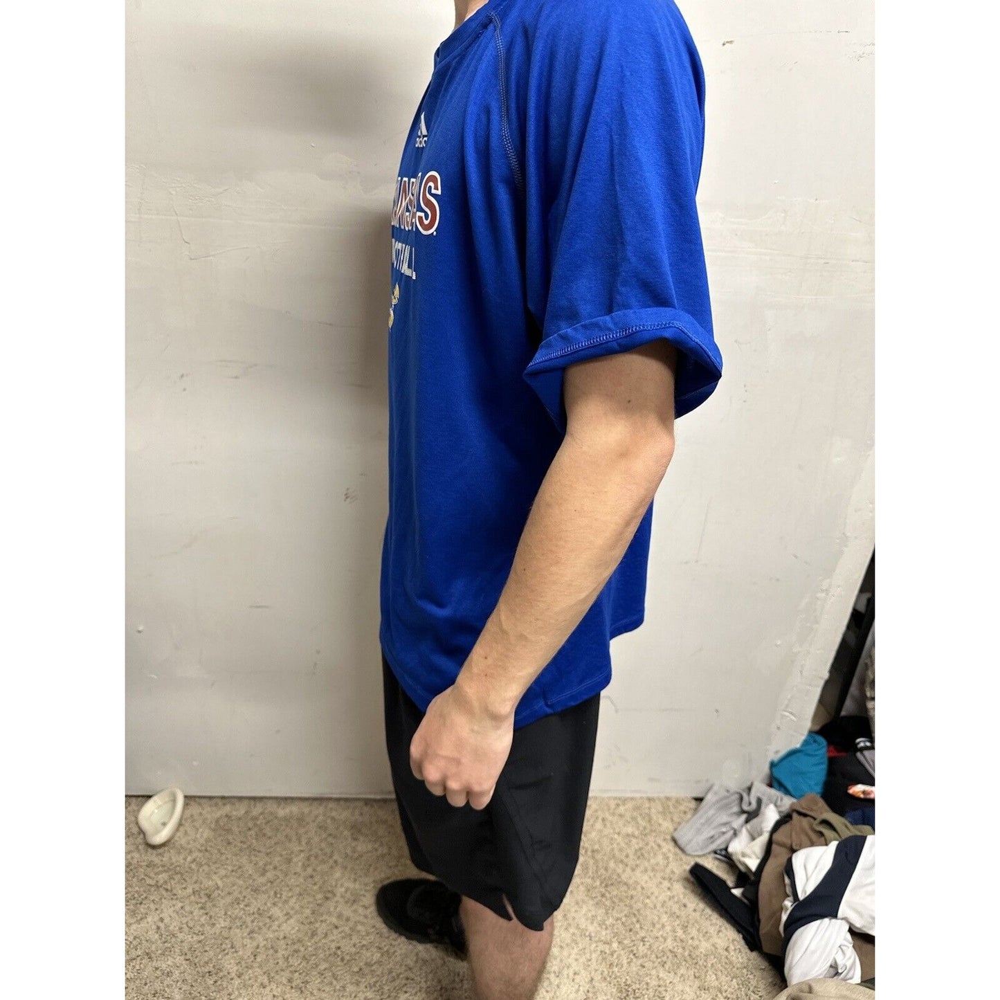 Men’s Medium Kansas Football Medium Adidas Climalite Tshirt