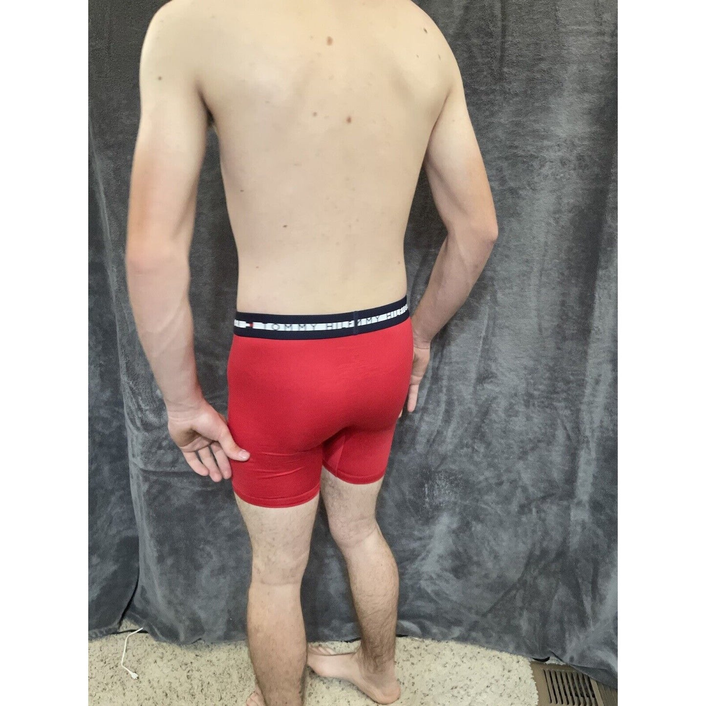 men's small tommy hilfiger red 8% elastane compression boxer brief