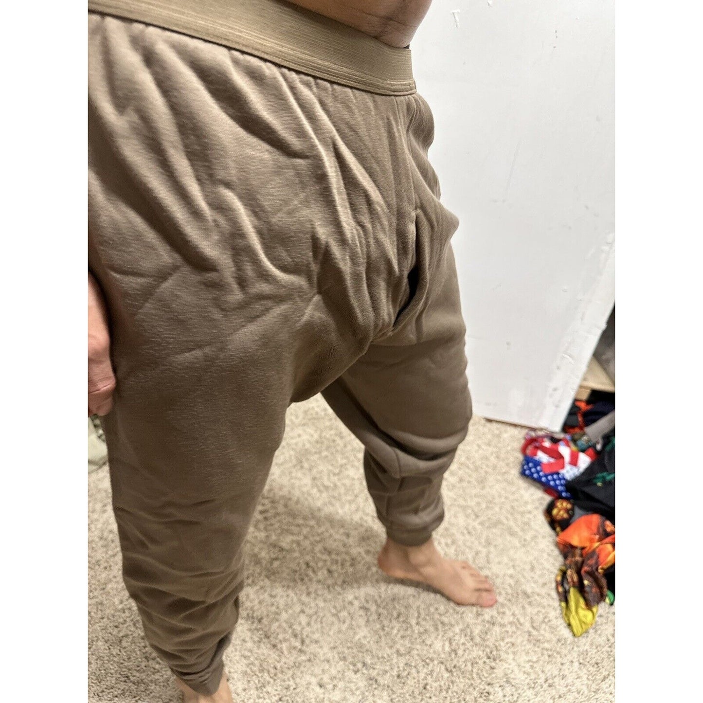 Men’s Cold Weather Brown Drawers Large Thermal Army Air Force Pants
