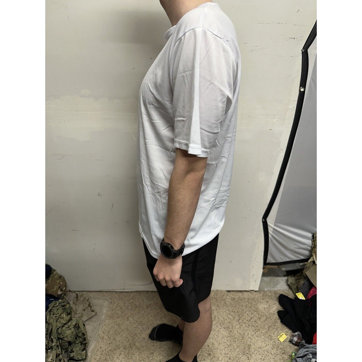 Men’s White Poly TKO Large Short Sleeve Workout Shirt
