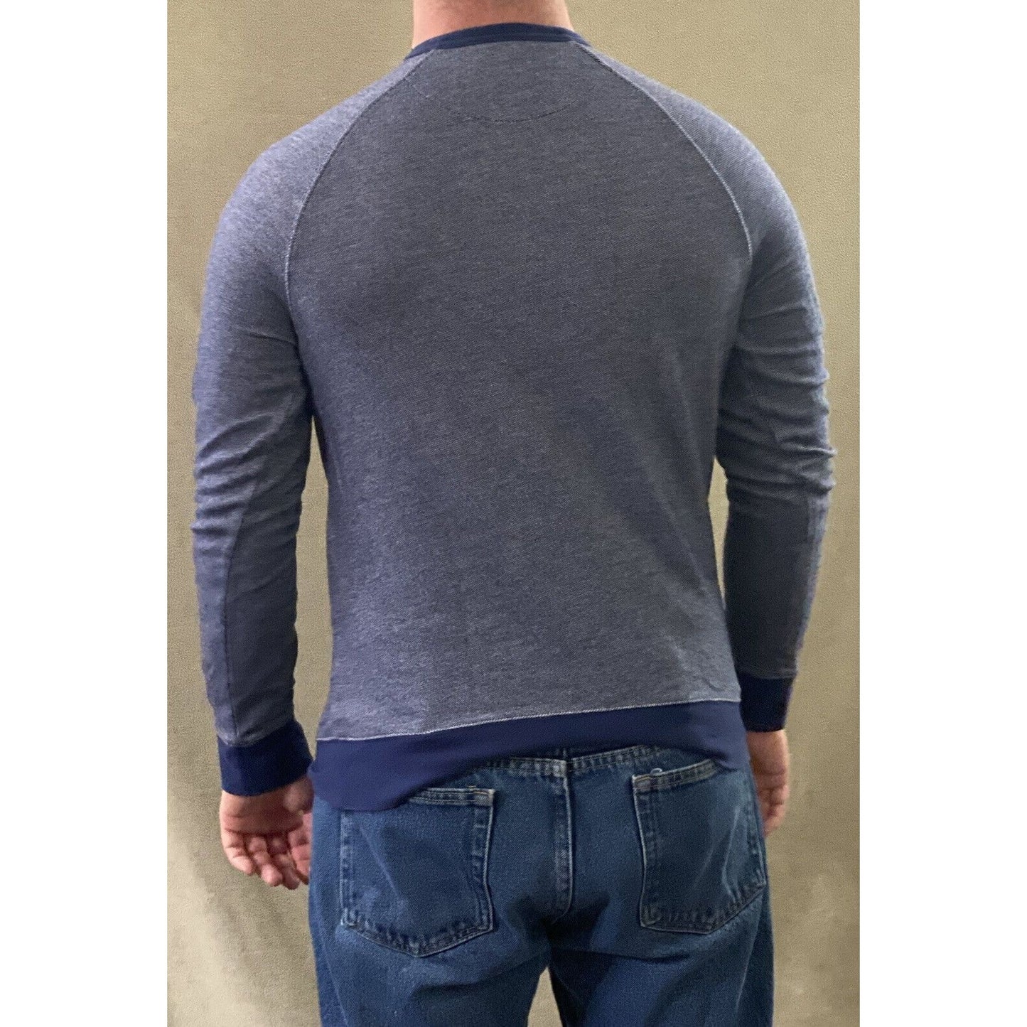Merona Men's Medium Dark Blue Crew Neck Cotton Pullover Sweater