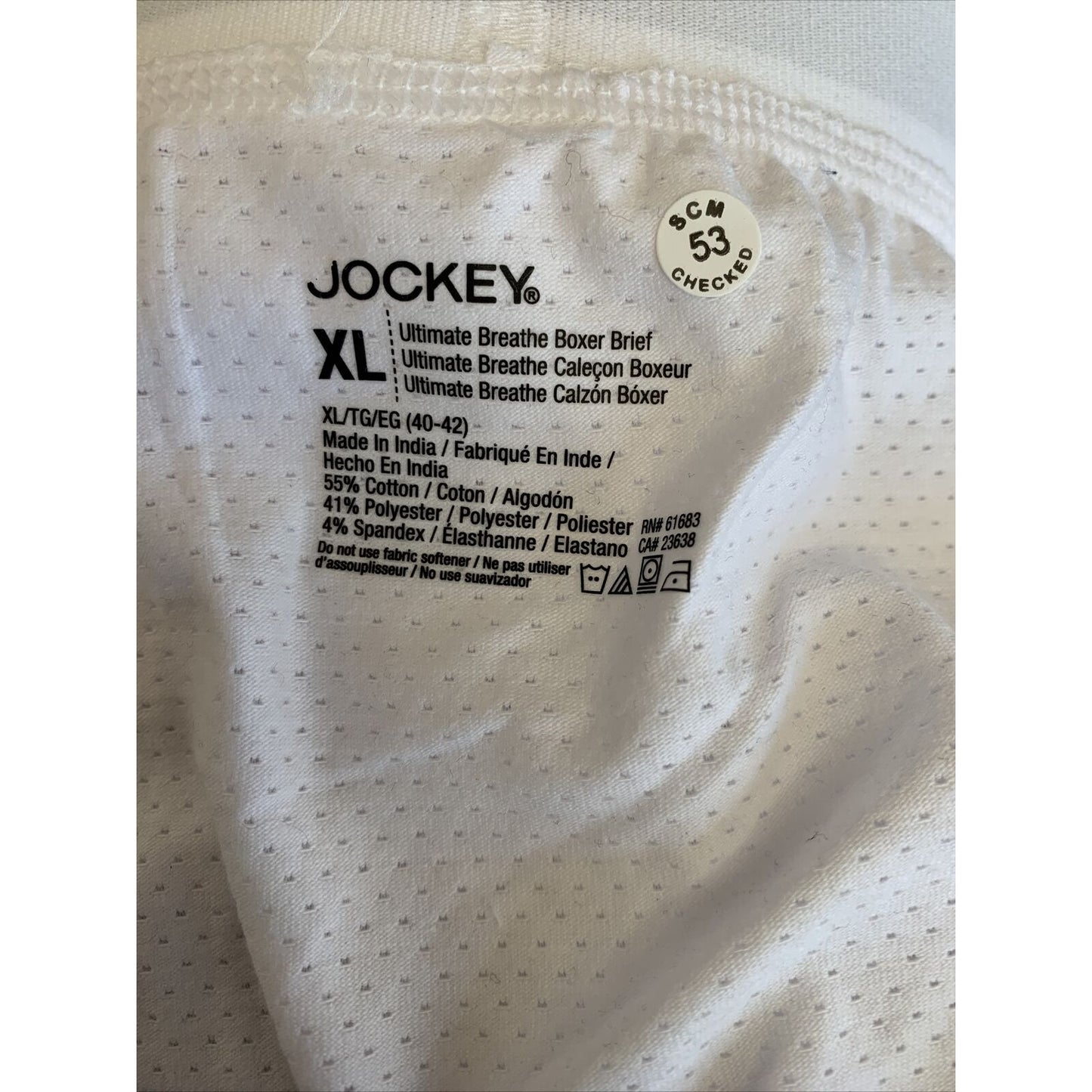 Men’s Jockey White Ultimate Breathe Boxer Brief XL