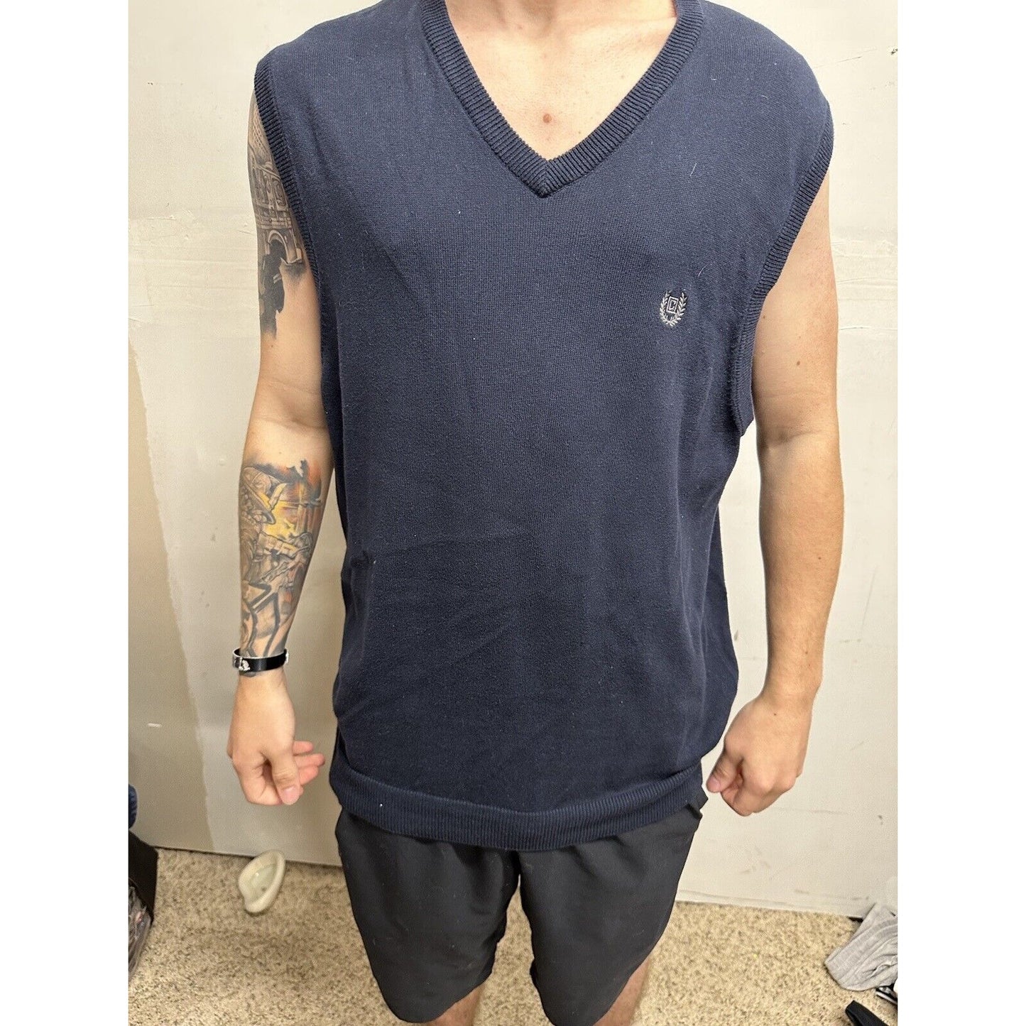 Men’s Dark Blue Sleeveless Medium Sweater Vest