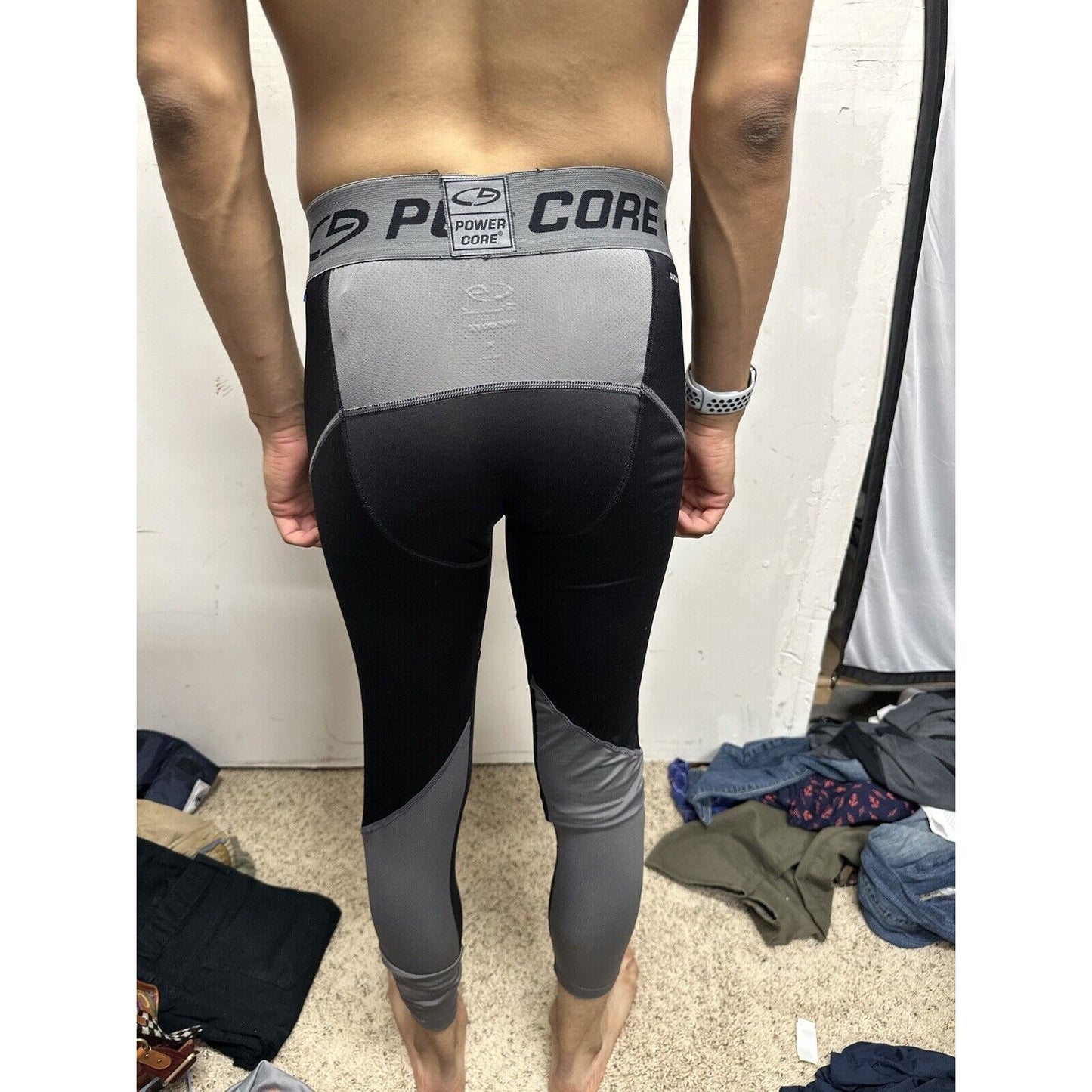 Men’s Champion Duo Dry Medium Black Gray Base Layer Leggings