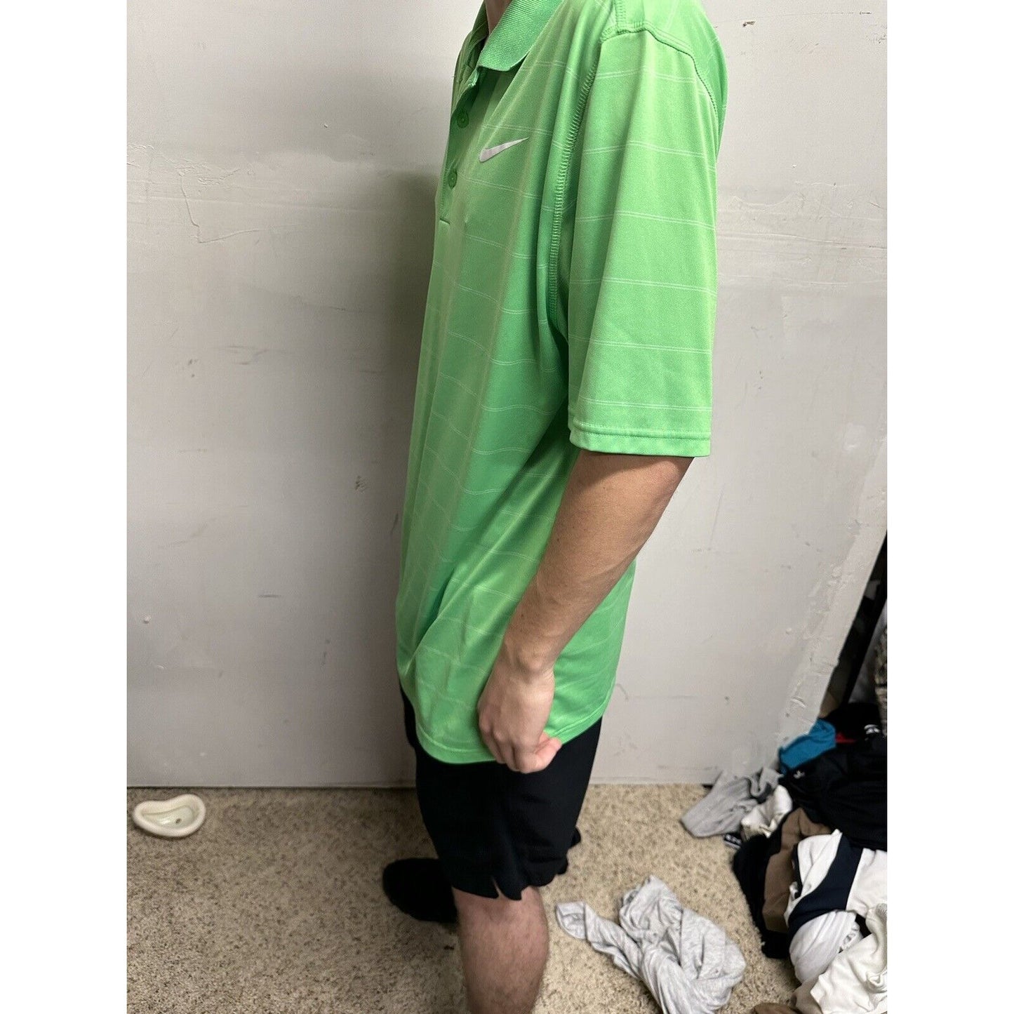 Men’s Lime Green Dri-fit Nike Polo Shirt Large