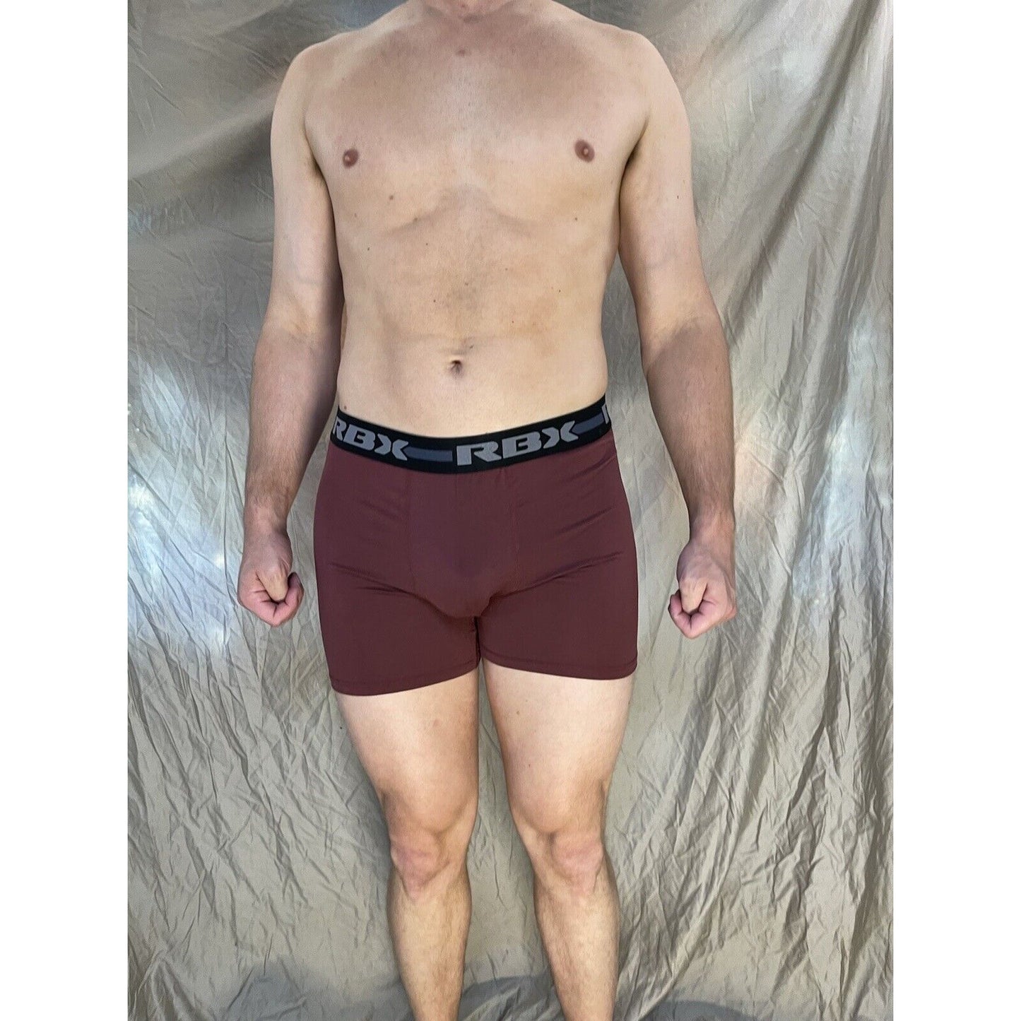 men's Maroon rbx Medium compression boxer briefs