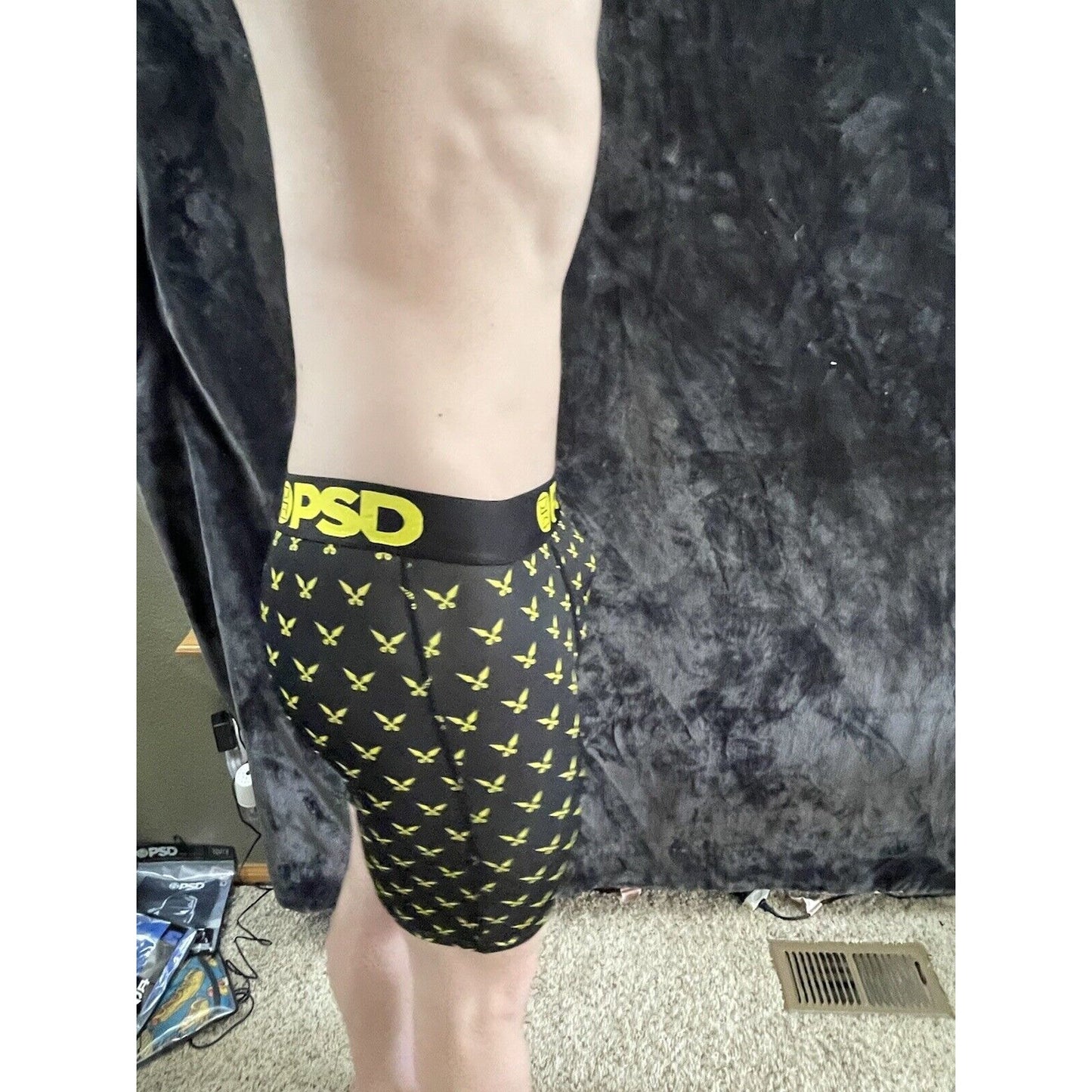Men’s PSD Black and Yellow Ninja Boxer Briefs Medium