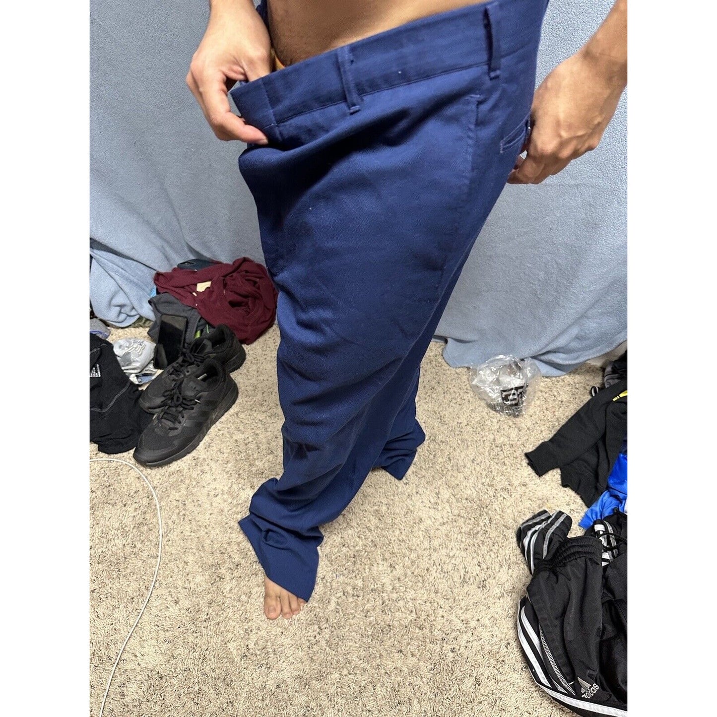 Men’s Blue Air Force Uniform Dress Pants Trousers 35L C Poly Wool