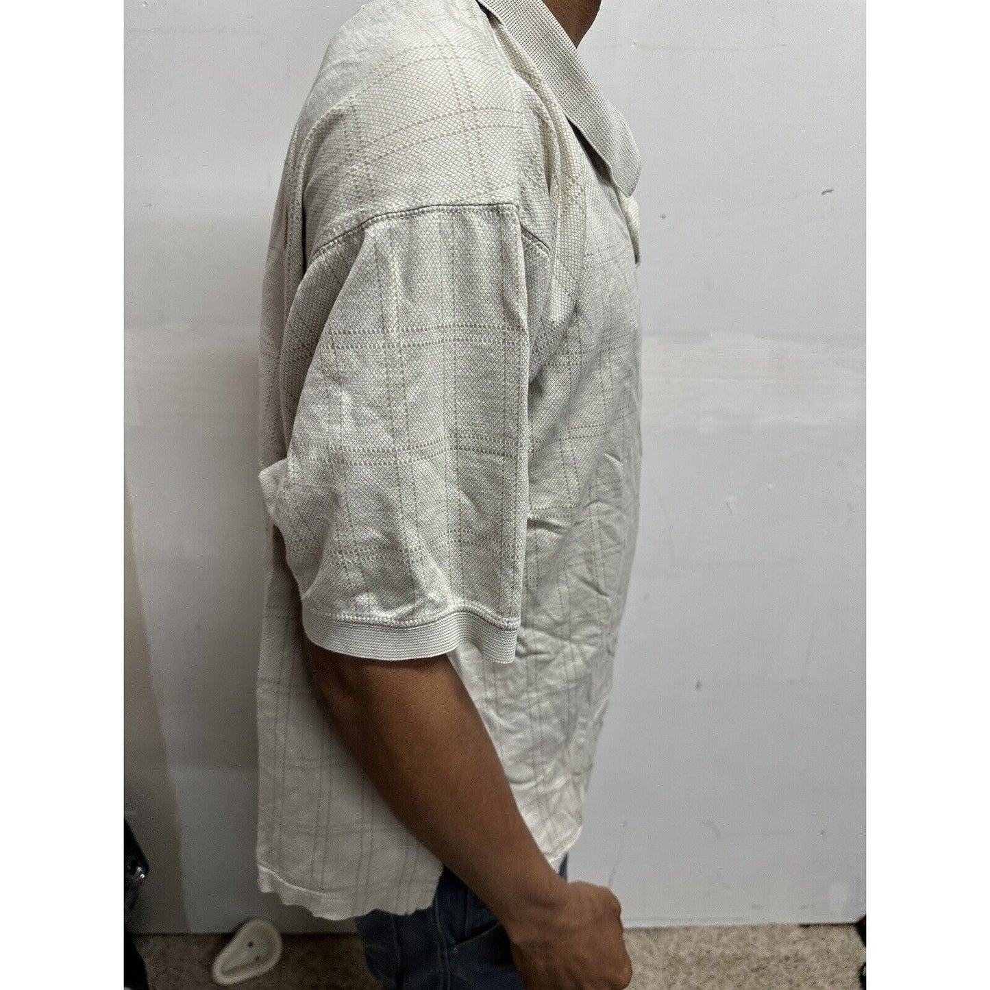 Men’s Beige Geoffrey Beene Large Polo Shirt Double mercerized
