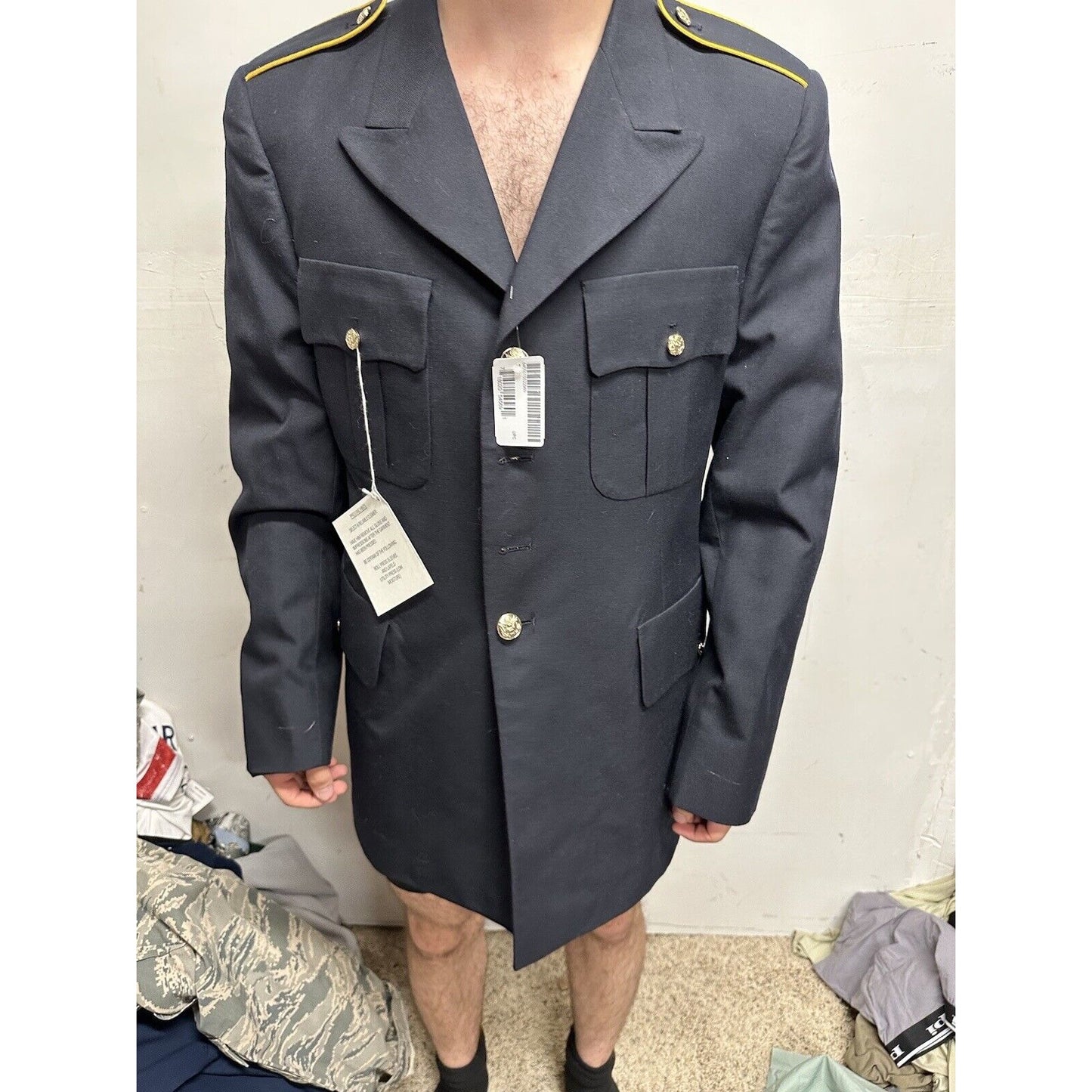 Men’s Army Coat Poly Wool Army Blue 450 42 LC Uniform Service Dress Top Coat