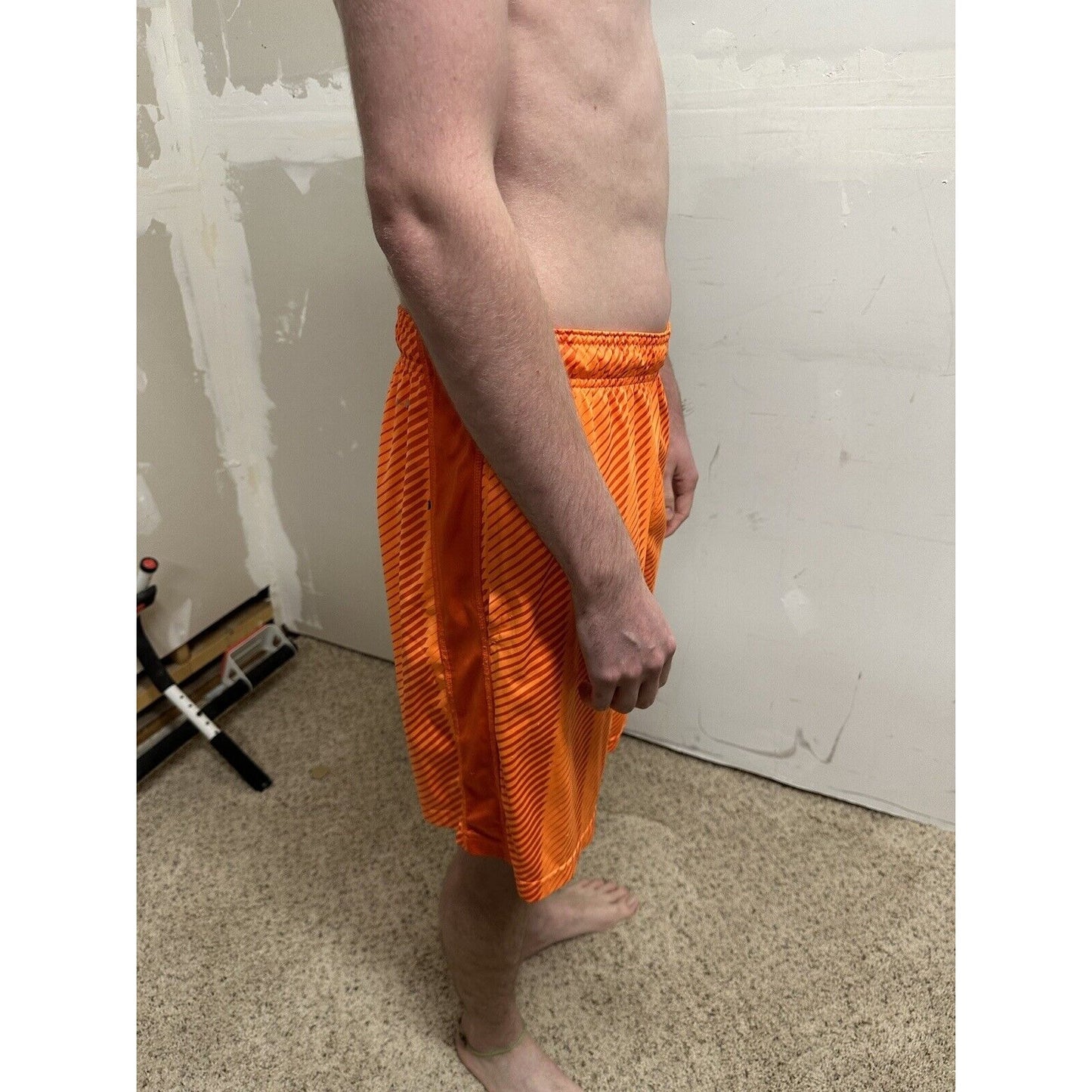 men’s nike dri-fit small neon orange shorts