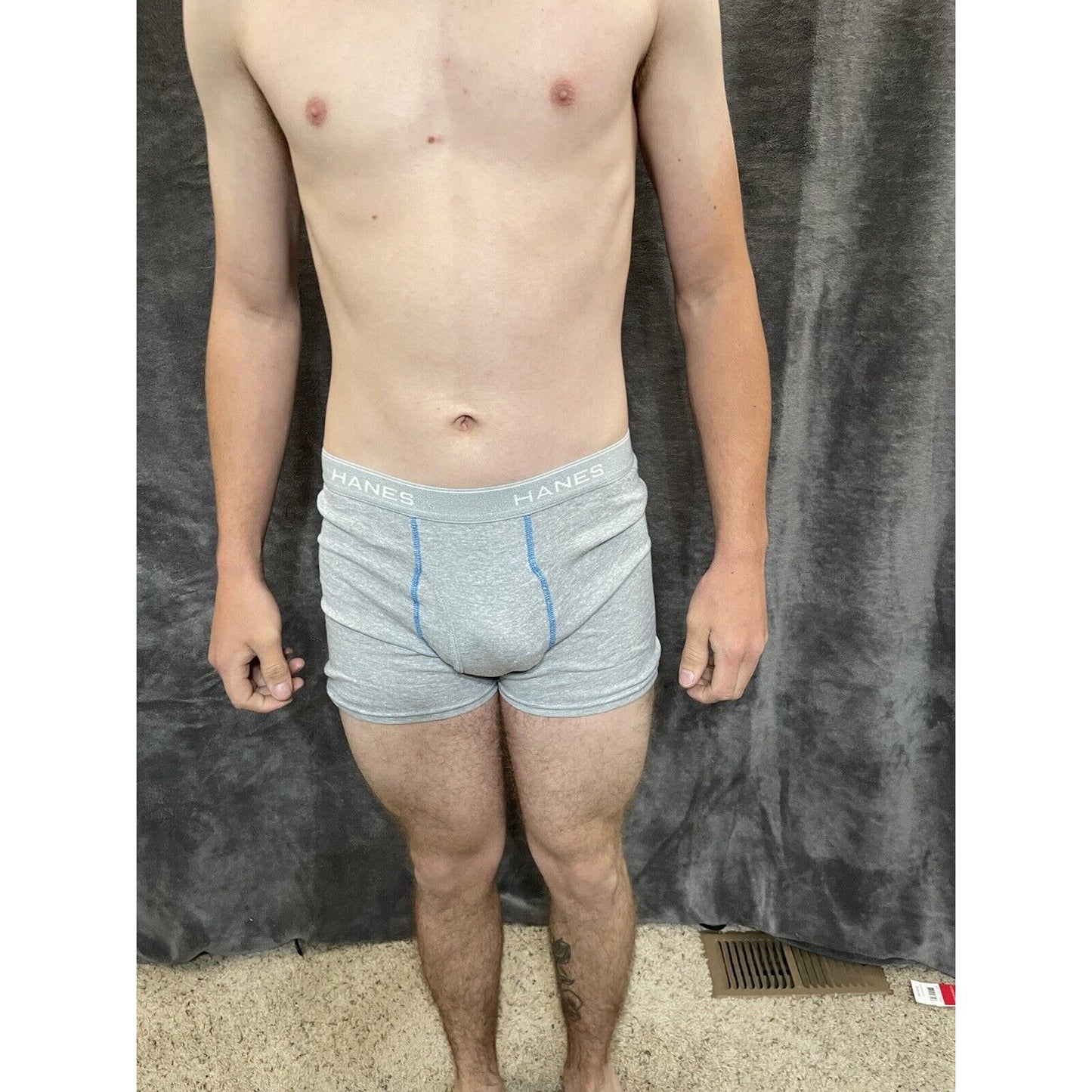 boy's Hanes youth XL Gray With Aqua boxer brief