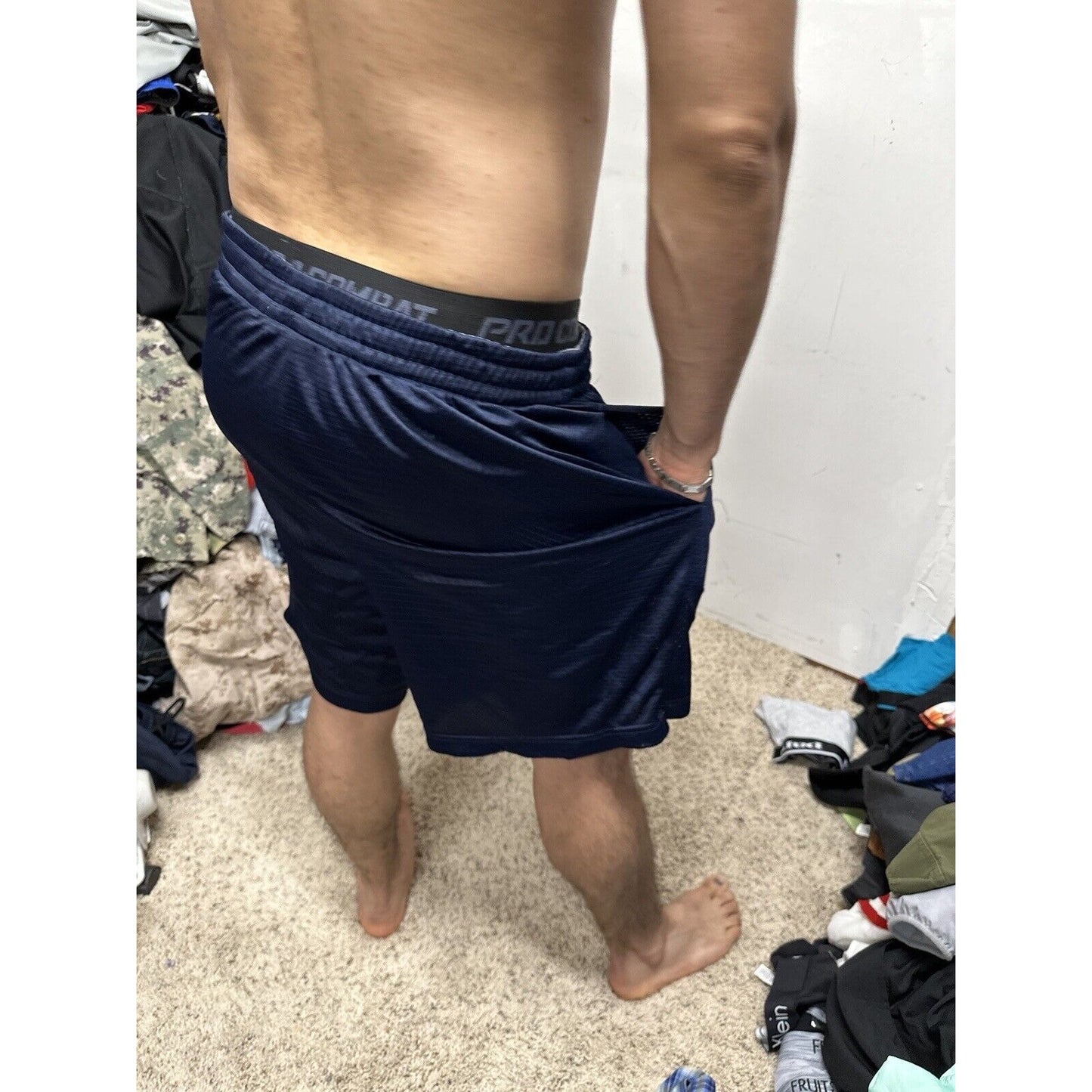 Men’s Dark Blue Starter Large Athletic Shorts With Pockets