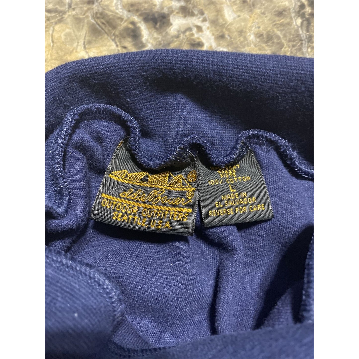 Eddie Bauer Men’s Large Navy Blue Cotton Turtleneck Pullover Long Sleeve Sweater