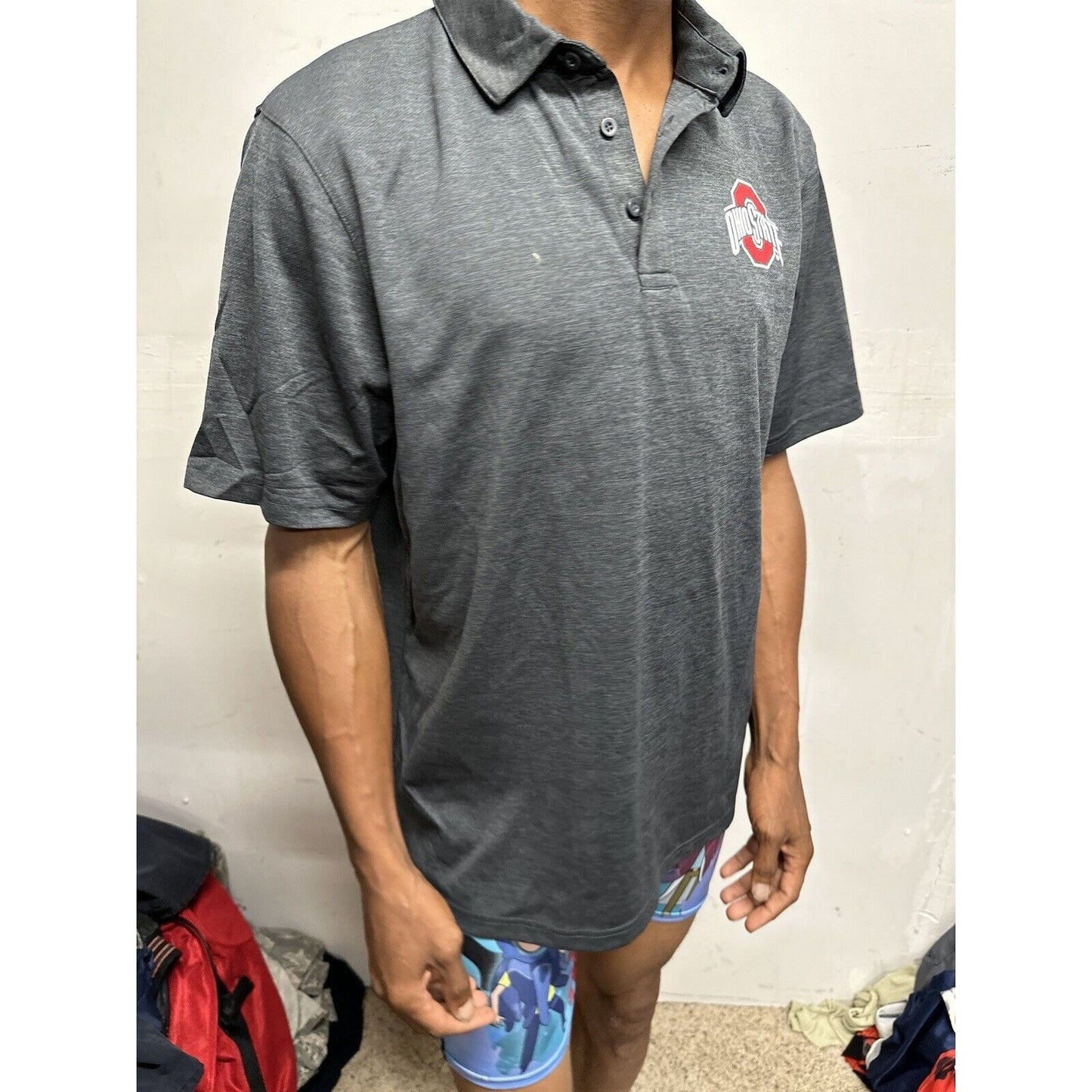 Men’s Gray Top Of The World Ohio State Polo Shirt Large