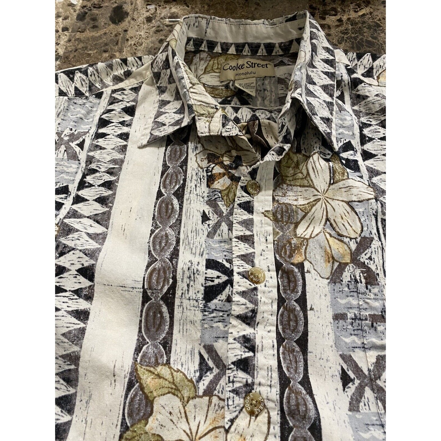 COOKE STREET HONOLULU Hawaiian Tribal Tropical Island Shirt Men's Size L Cotton