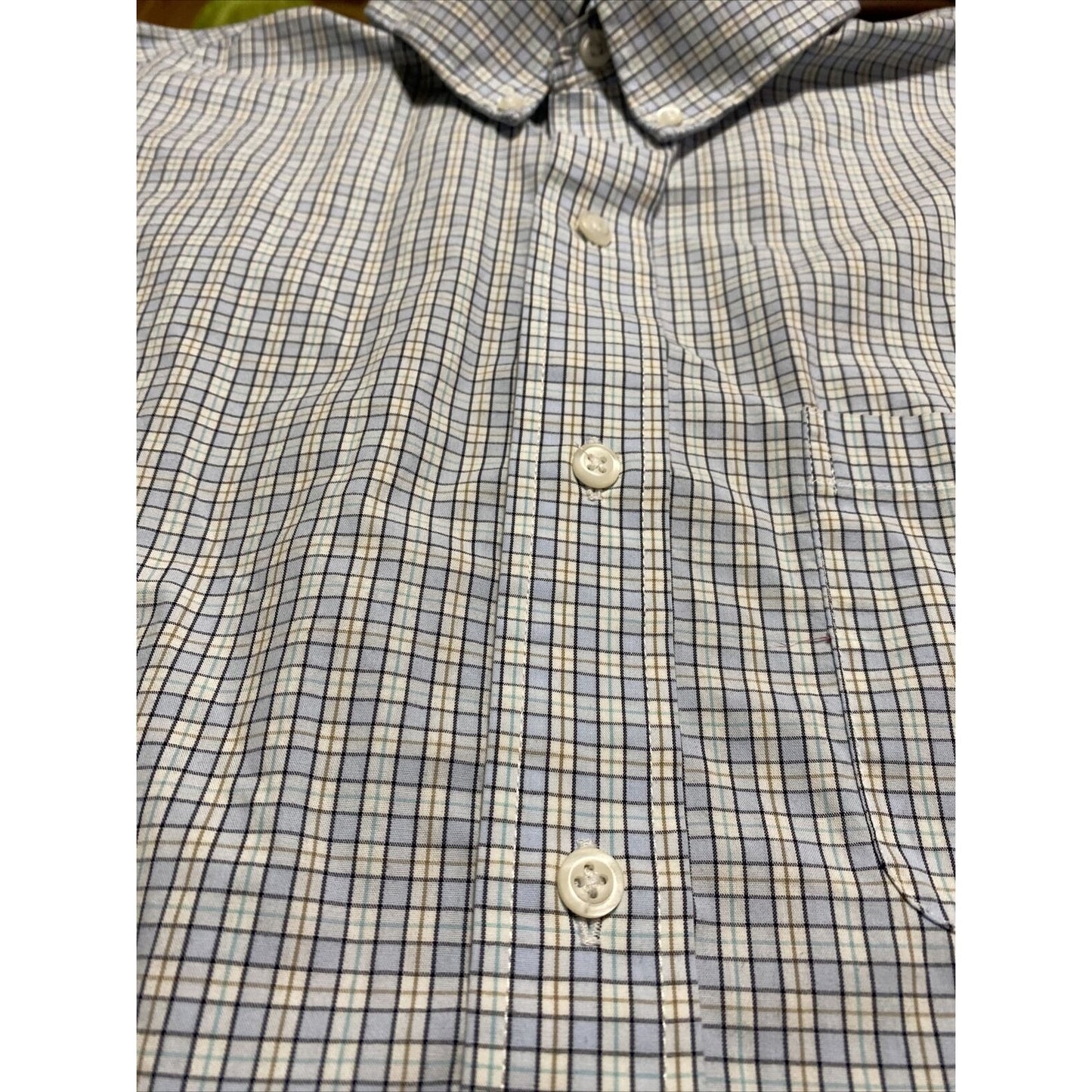 Arrow Men’s Medium Sky Blue Plaid Checks Button-down Shirt Sleeves