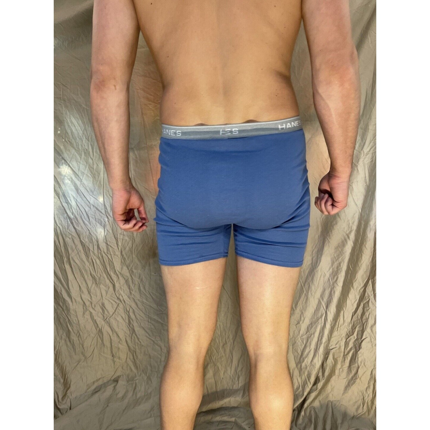 men's hanes Steel Blue boxer brief comfort flex large