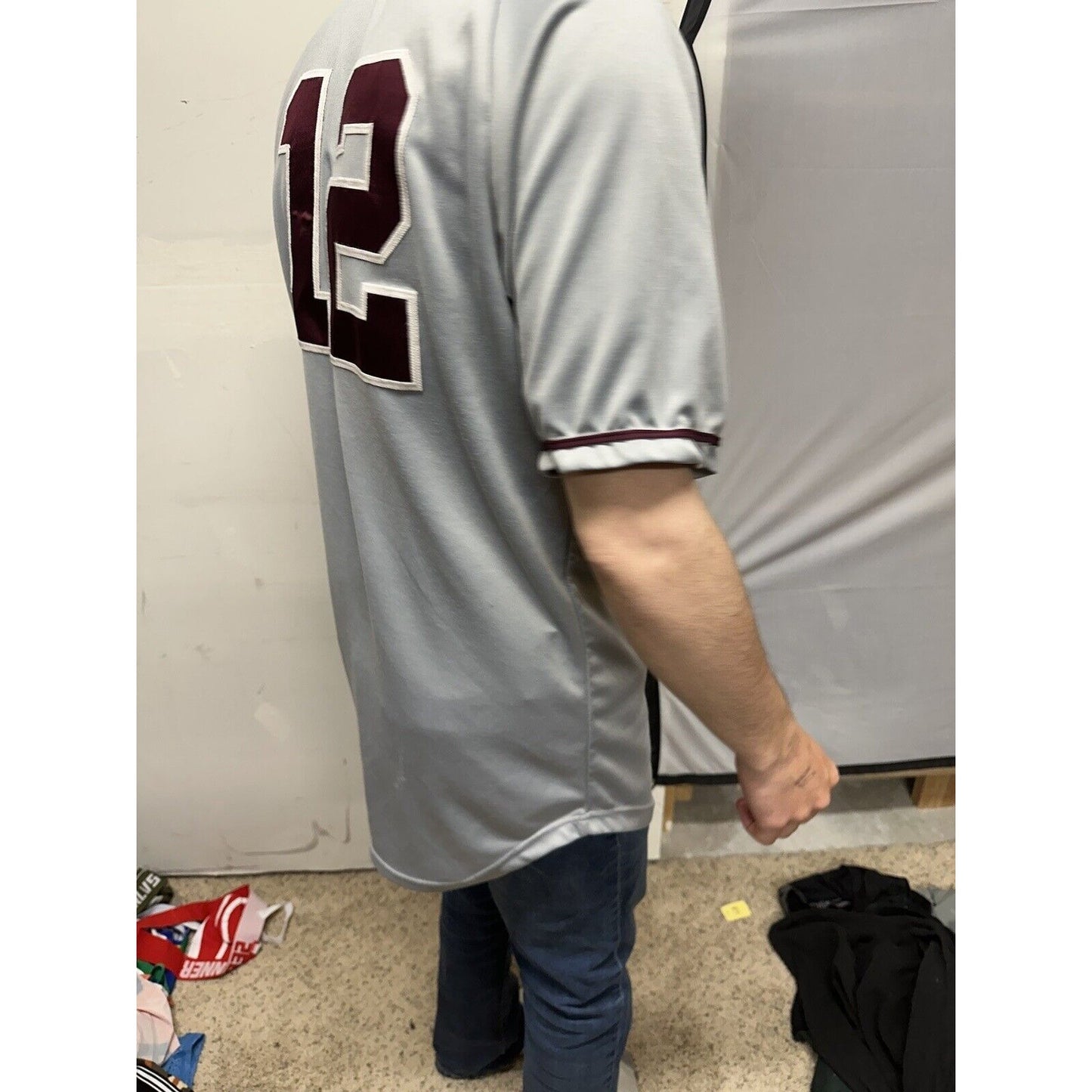 Men’s Silver Rawlings Medium Warhawks Number 12 Baseball Jersey