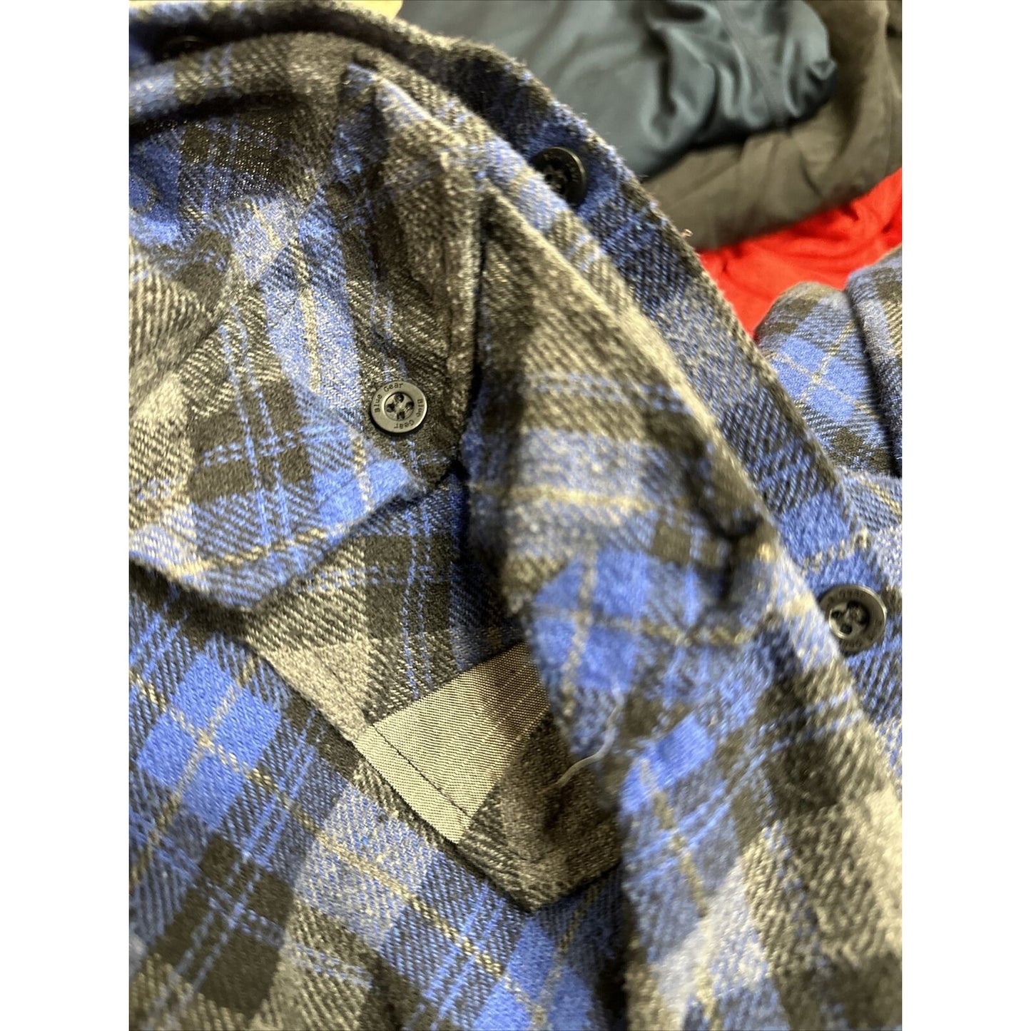 men’s blue gear medium blue plaid flannel shirt long sleeve button up