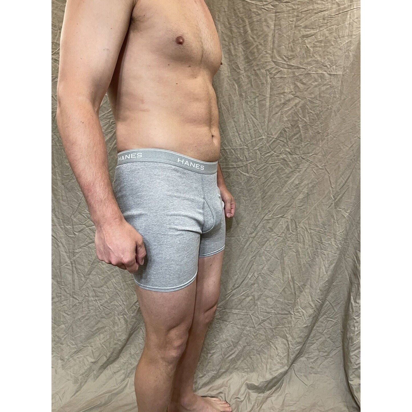 men's hanes gray boxer brief comfort flex medium