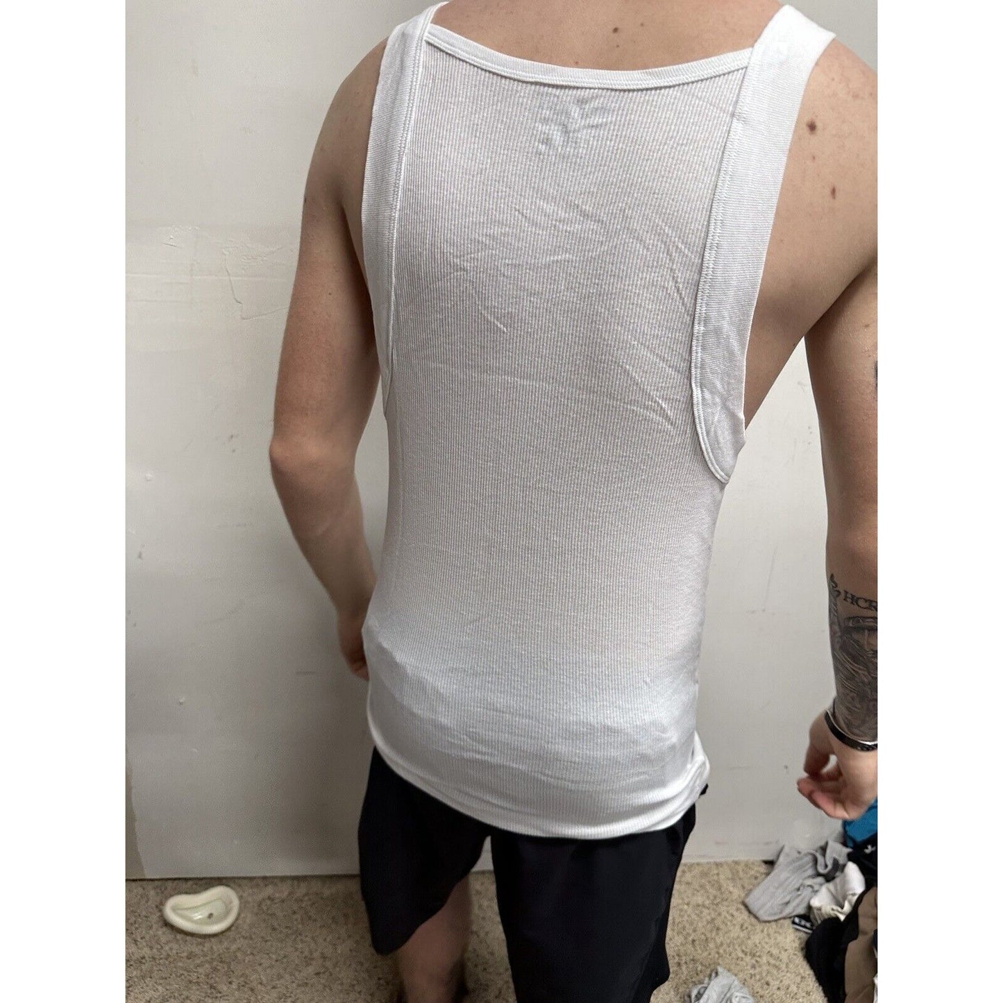 Men’s White Muscle Shirt Tank Papi Large