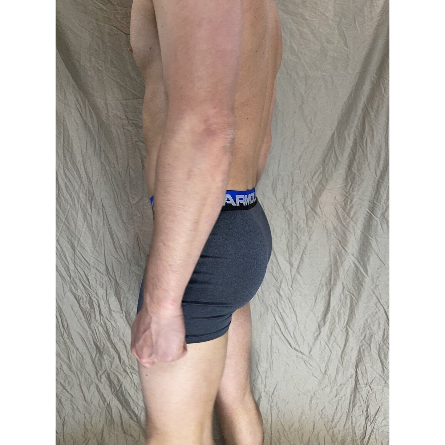 boys youth xl under armour boxerjock Gray with black and Blue band