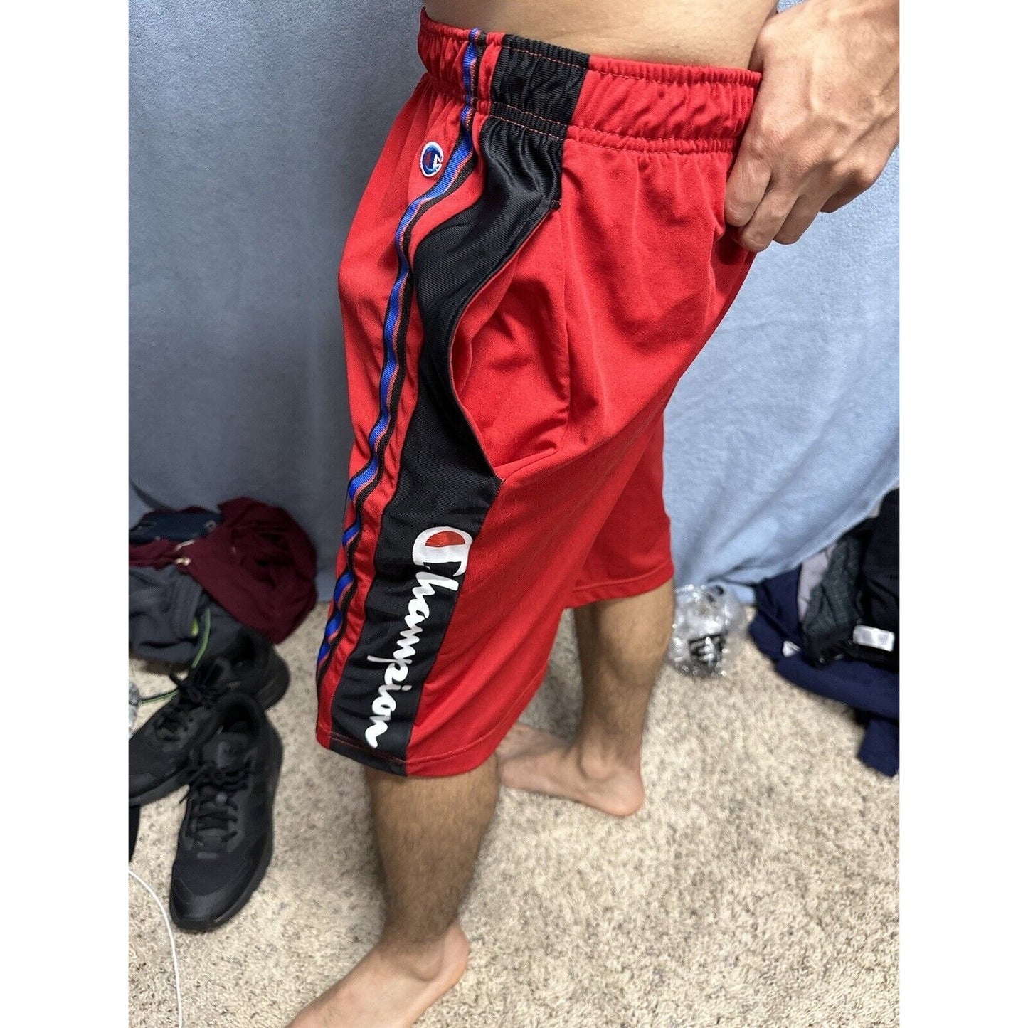 Men’s Red Champion Performance Shorts With Pockets No String