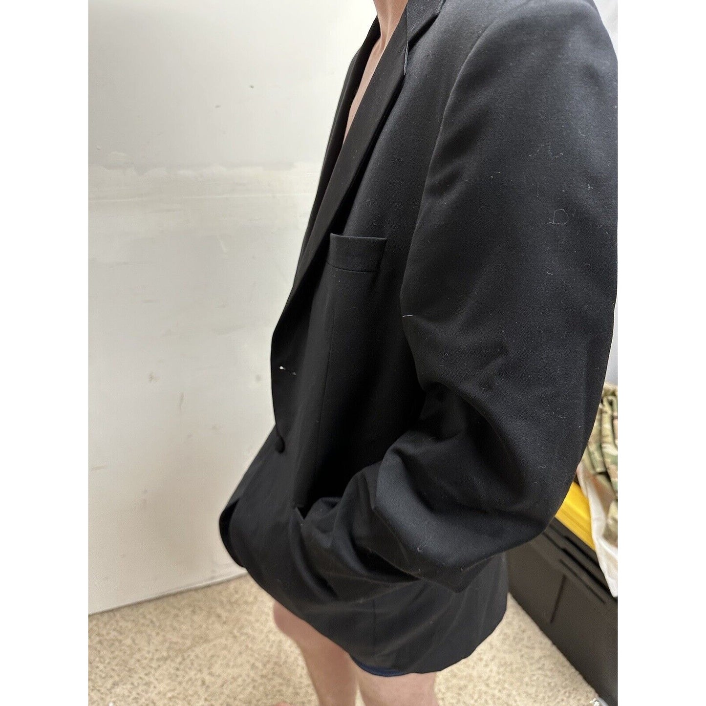 men’s lana lux merino wool super 140s prontomoda italia black coat 38R