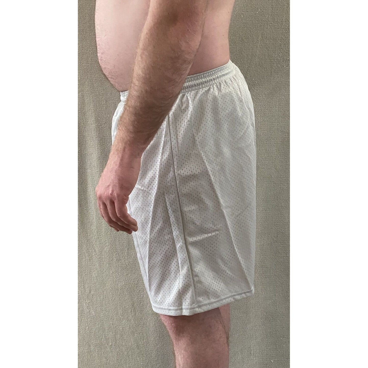Soffe Men’s Large Silver Basketball Training Polyester Mesh Shorts