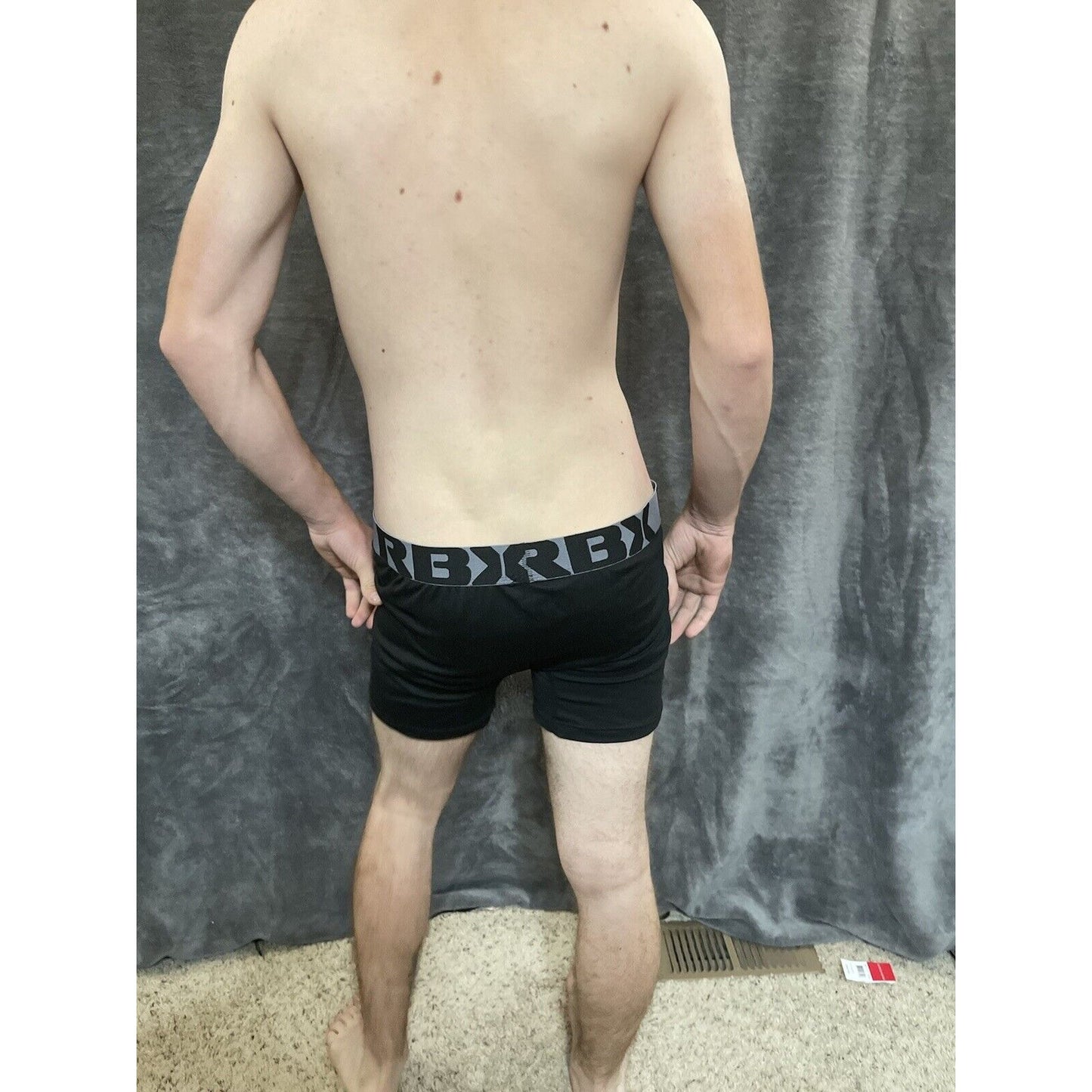 men's Black with gray Band RBX large compression boxer briefs 10% spandex