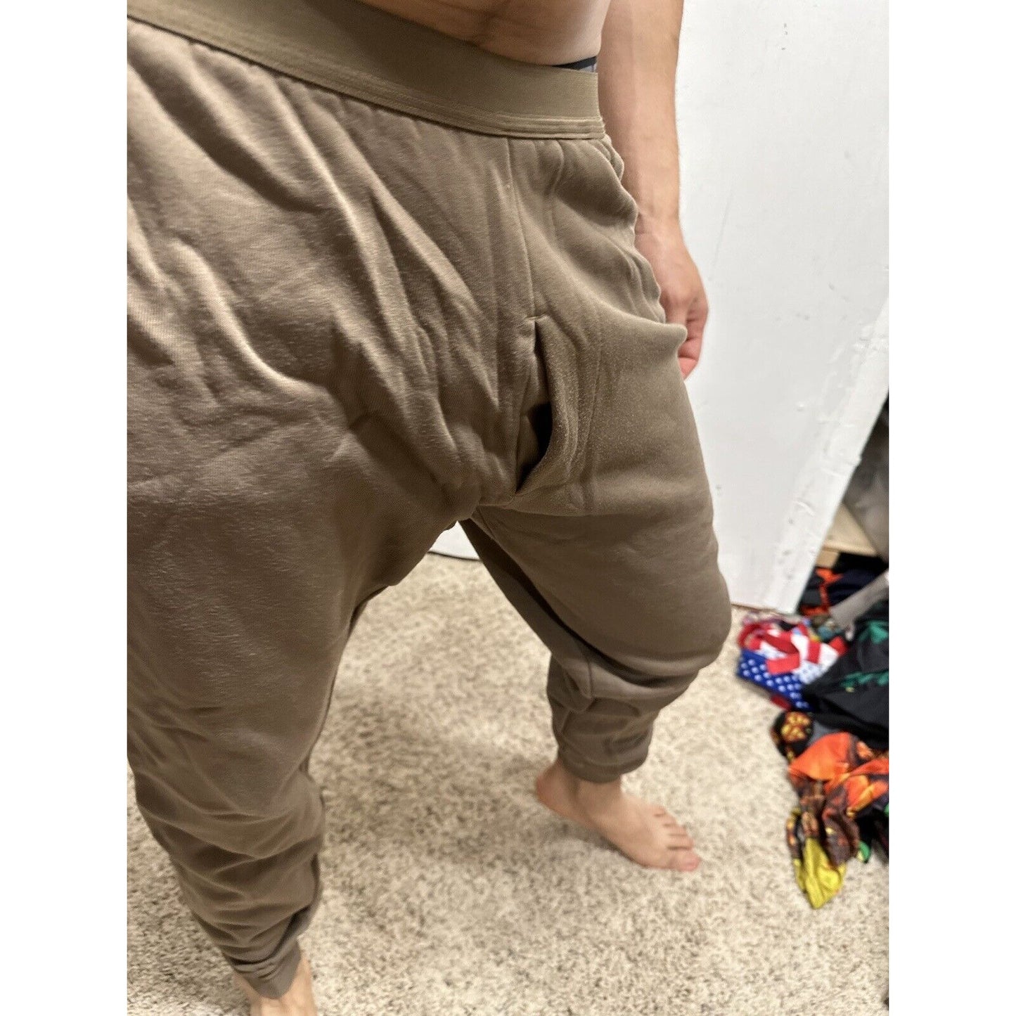 Men’s Cold Weather Brown Drawers Large Thermal Army Air Force Pants