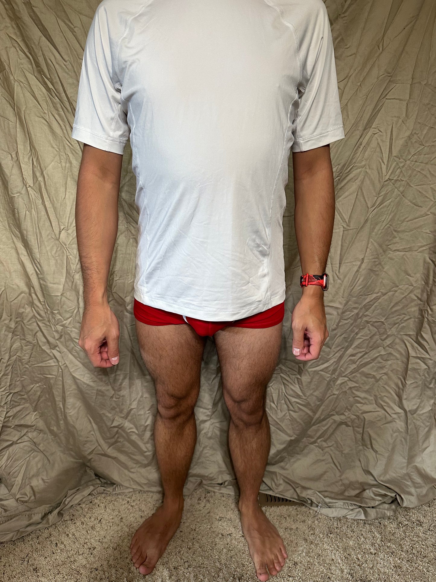 Men’s white lands end size small compression shirt short sleeve